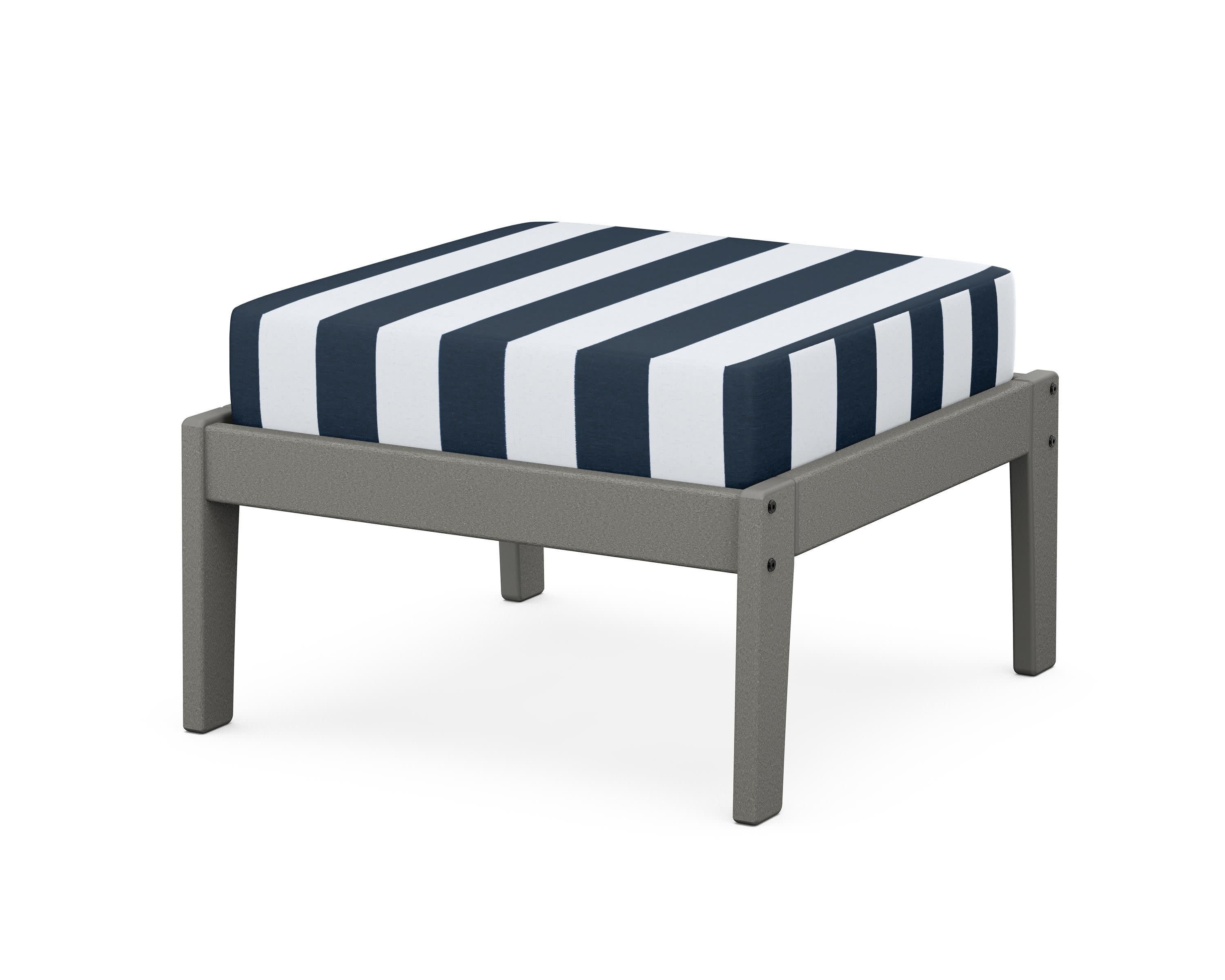 Deep Seating Ottoman in Slate Grey / Cabana Stripe Marine Indigo
