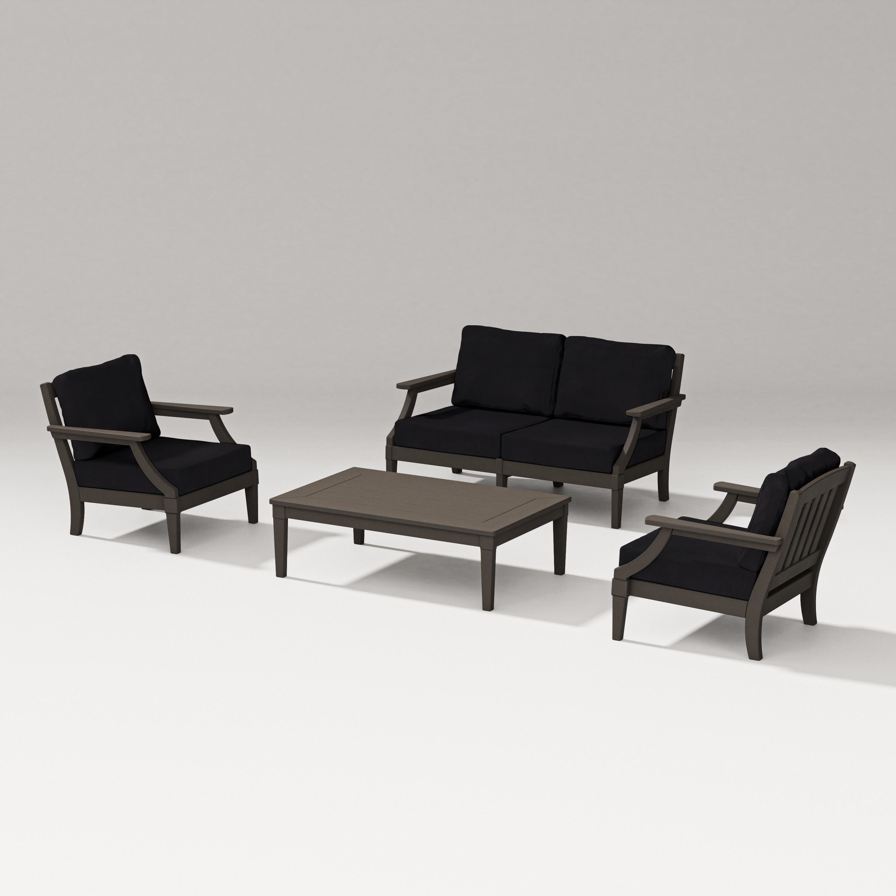 Estate Lounge 4-Piece Loveseat Set in Vintage Coffee / Midnight Linen