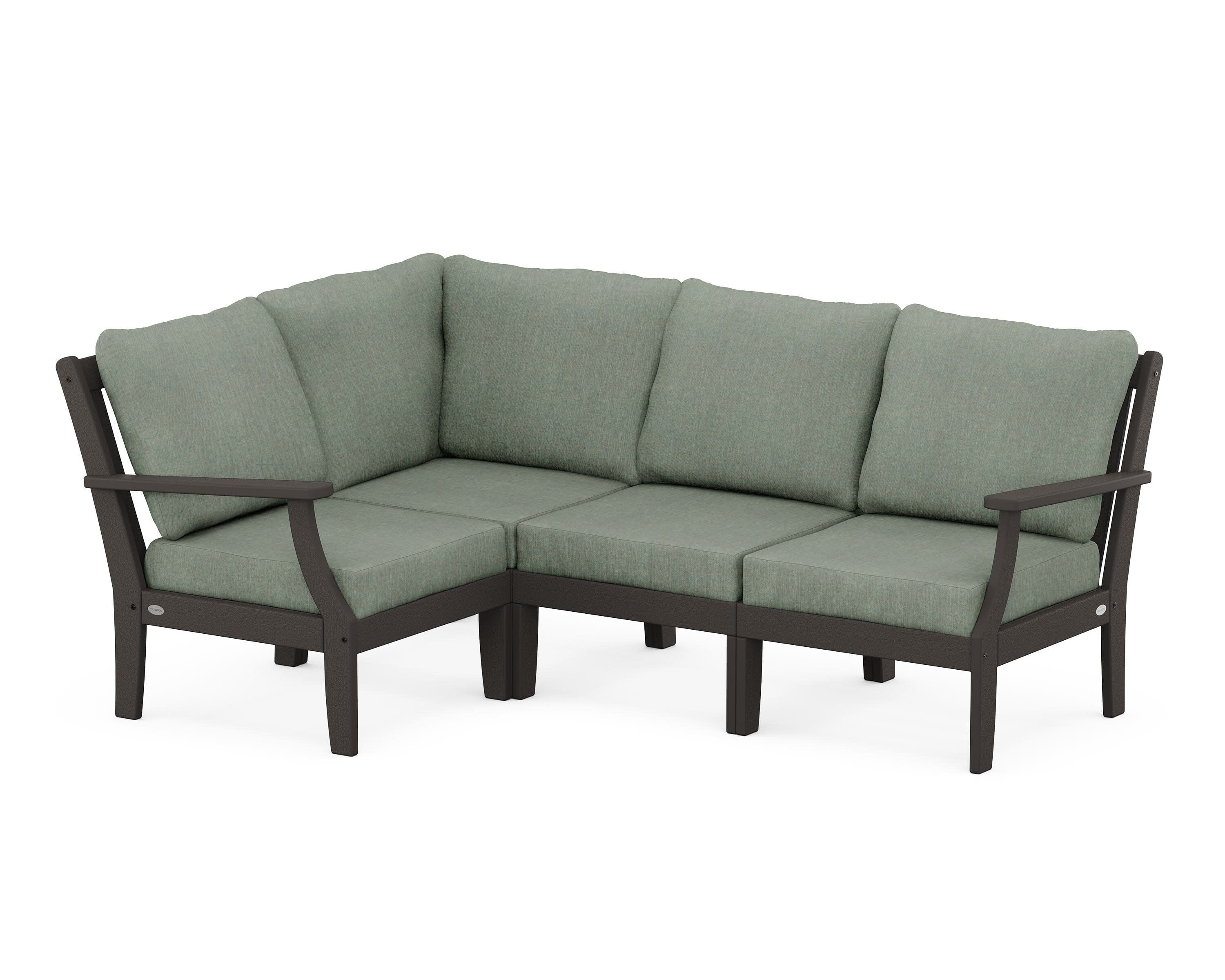 Braxton Modular 4-Piece Deep Seating Set in Vintage Coffee / Cast Sage