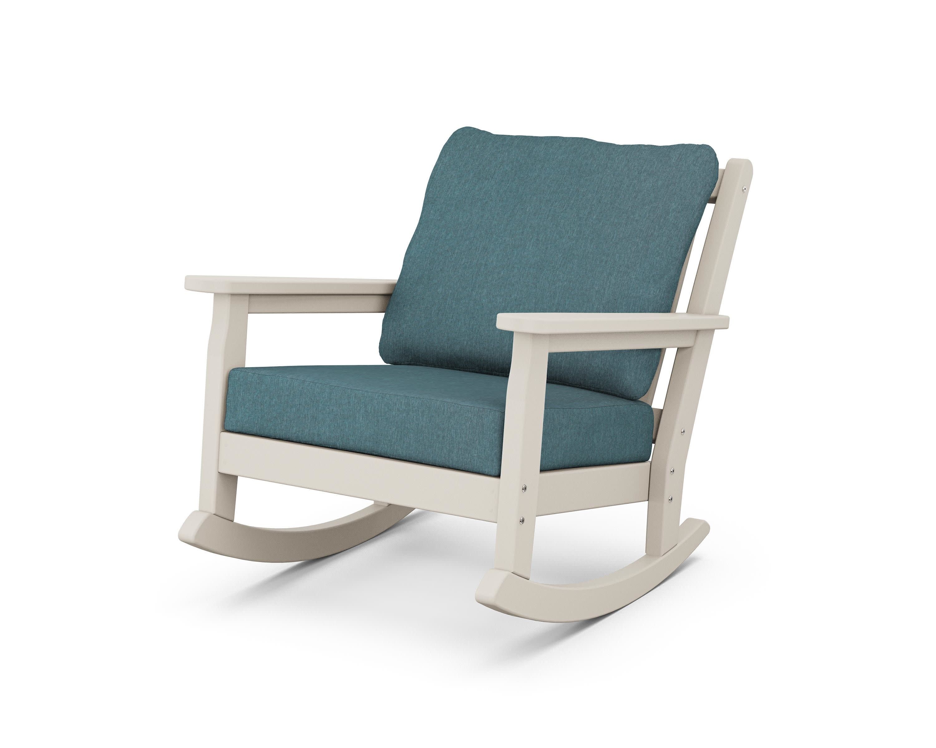 Chippendale Deep Seating Rocking Chair in Sand / Ocean Teal