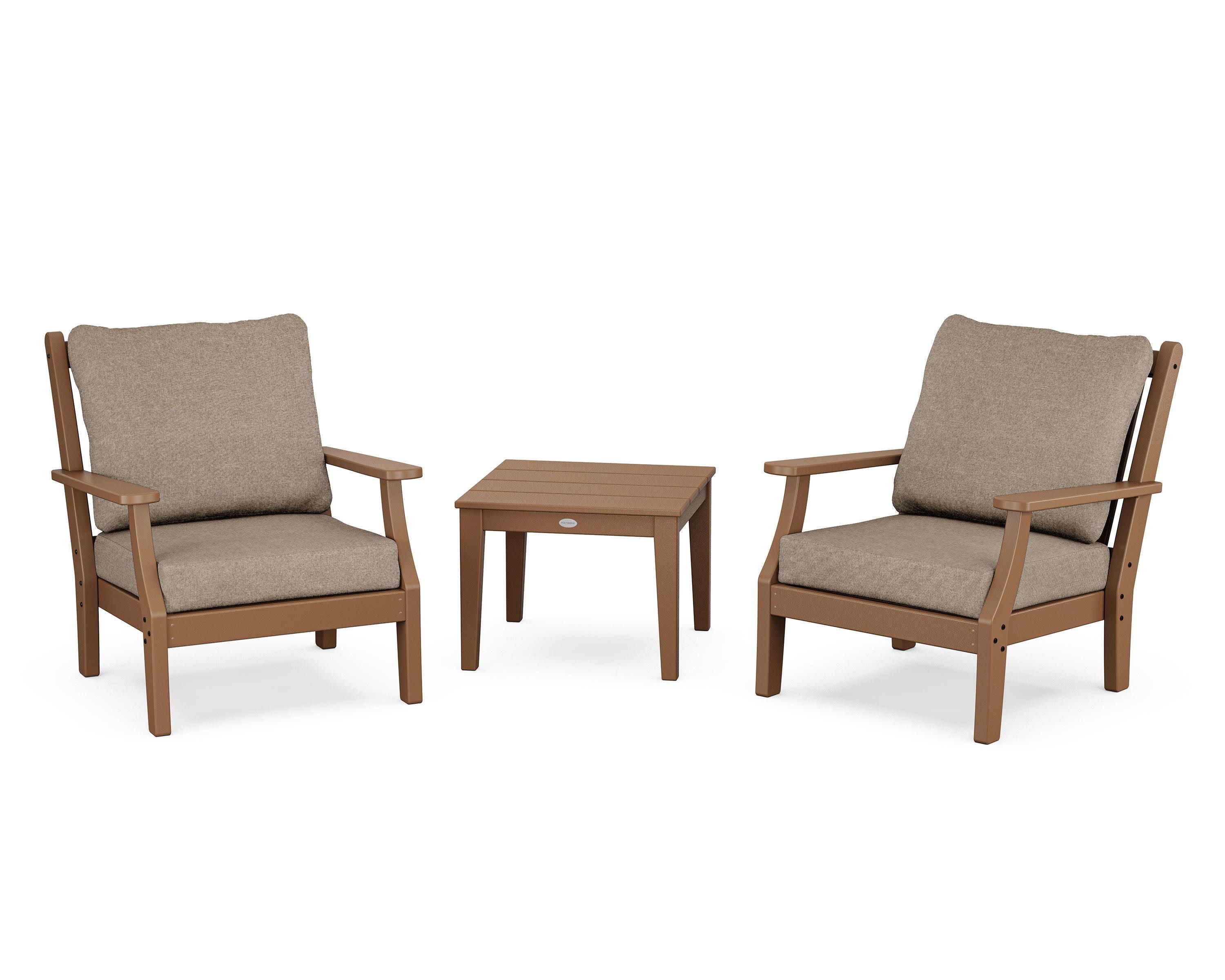 Wovendale 3-Piece Deep Seating Set in Teak / Spiced Burlap