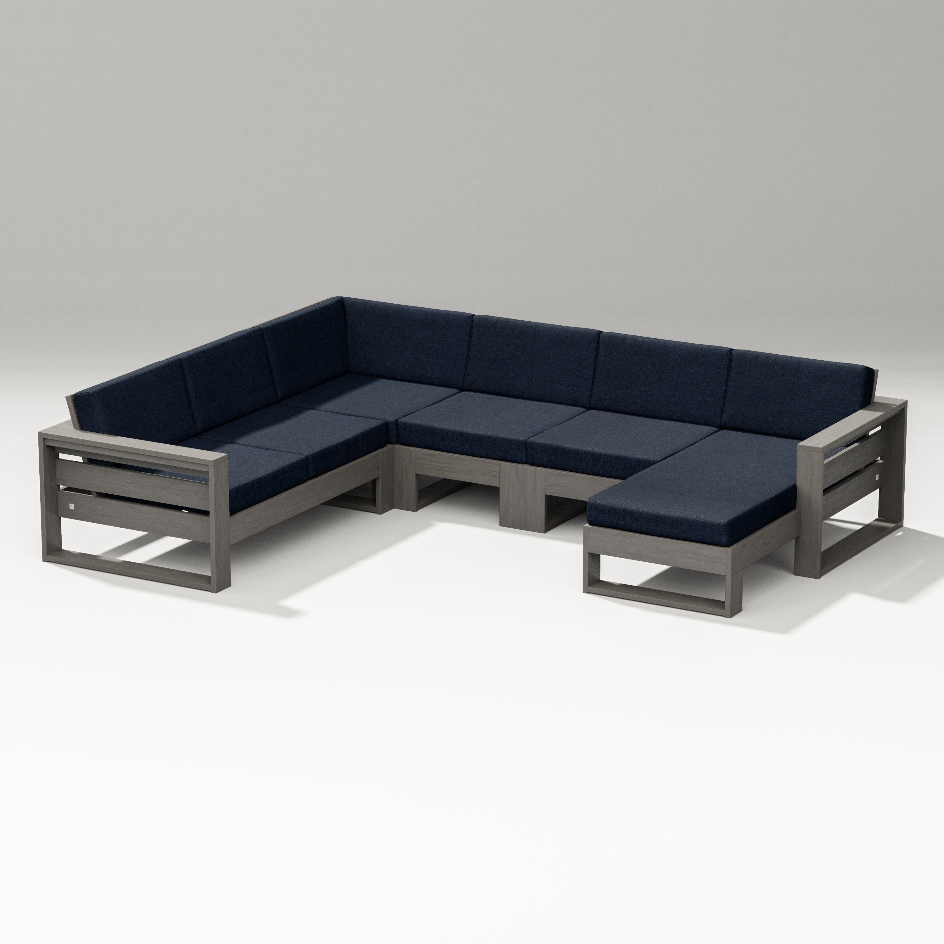 Latitude Corner Sectional with Right Chaise in Driftwood / Marine Indigo