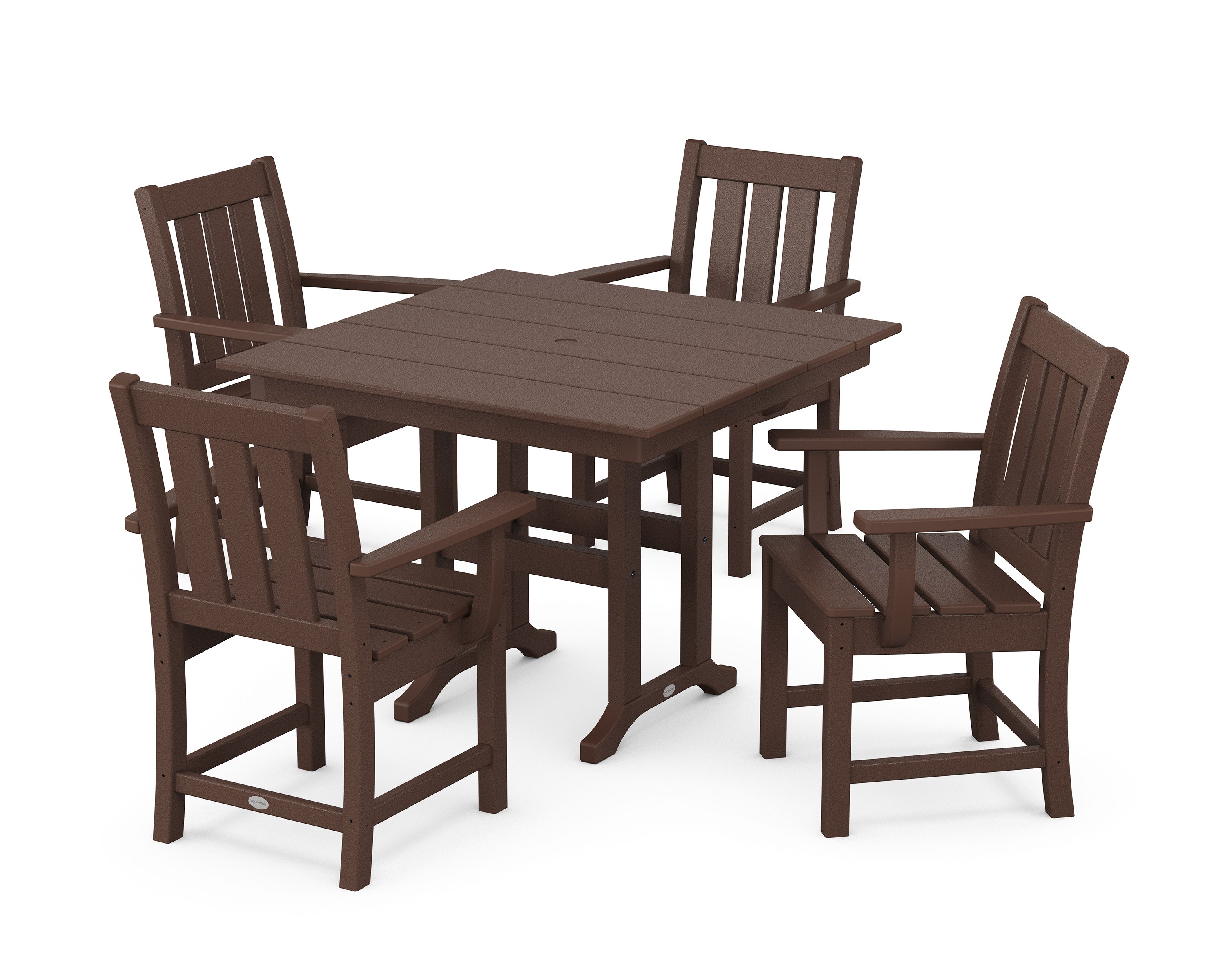 Oxford 5-Piece Farmhouse Dining Set in Mahogany