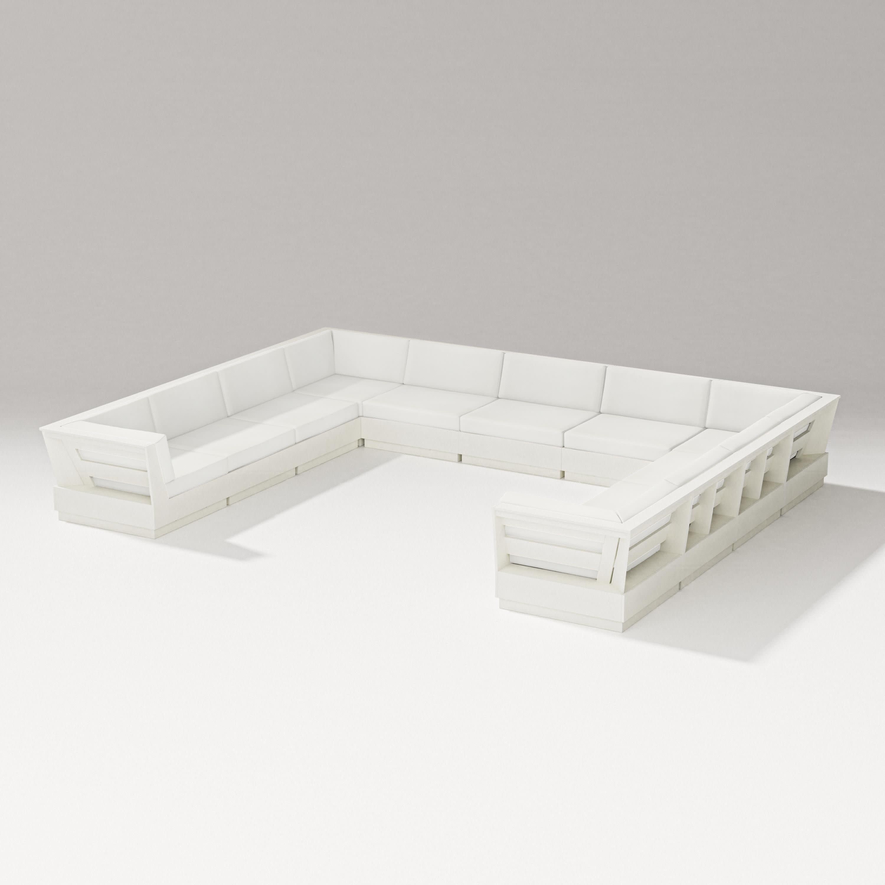 Elevate Large U-Shaped Sectional in Vintage White / Natural Linen