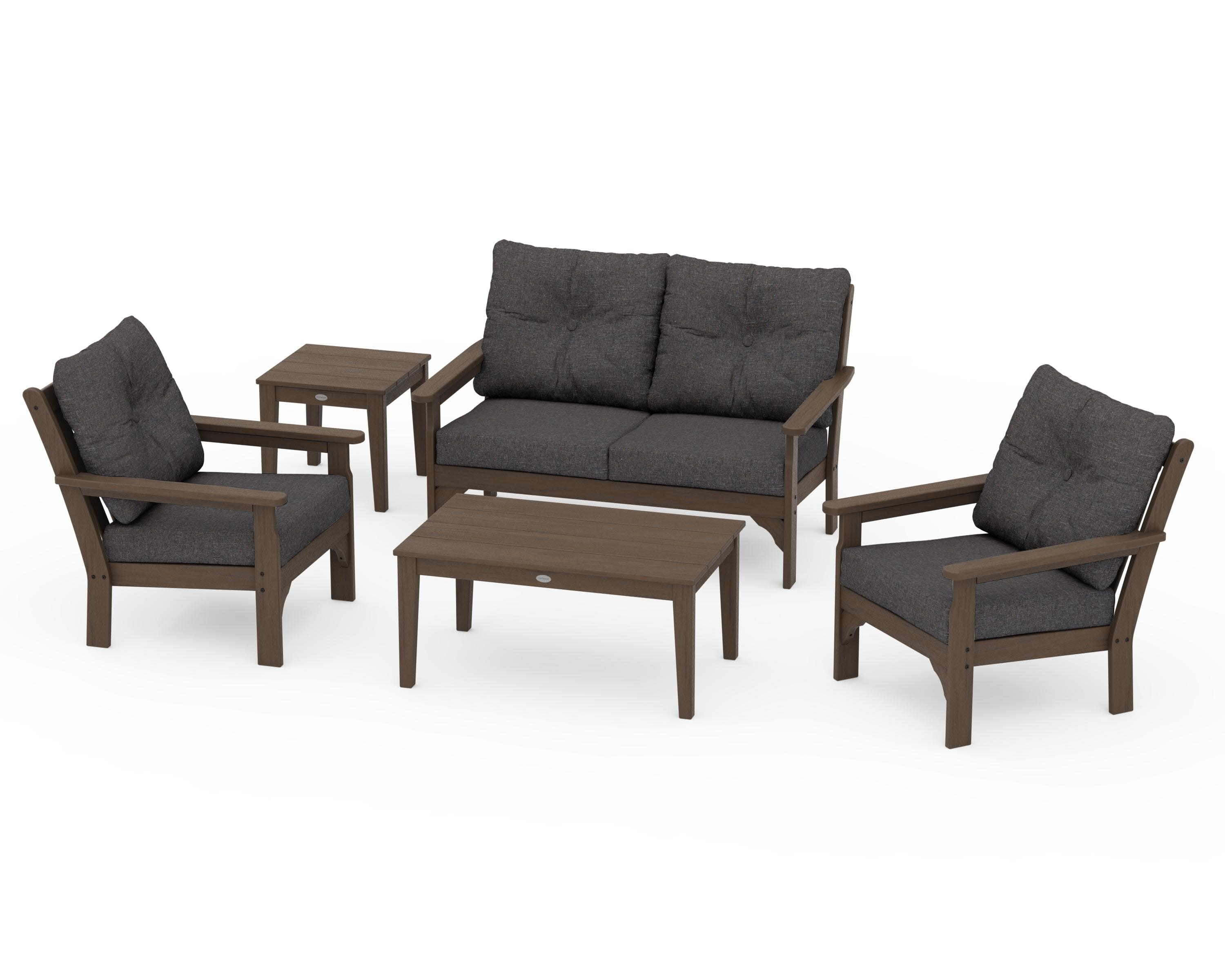Vineyard 5-Piece Deep Seating Set in Kona / Ash Charcoal