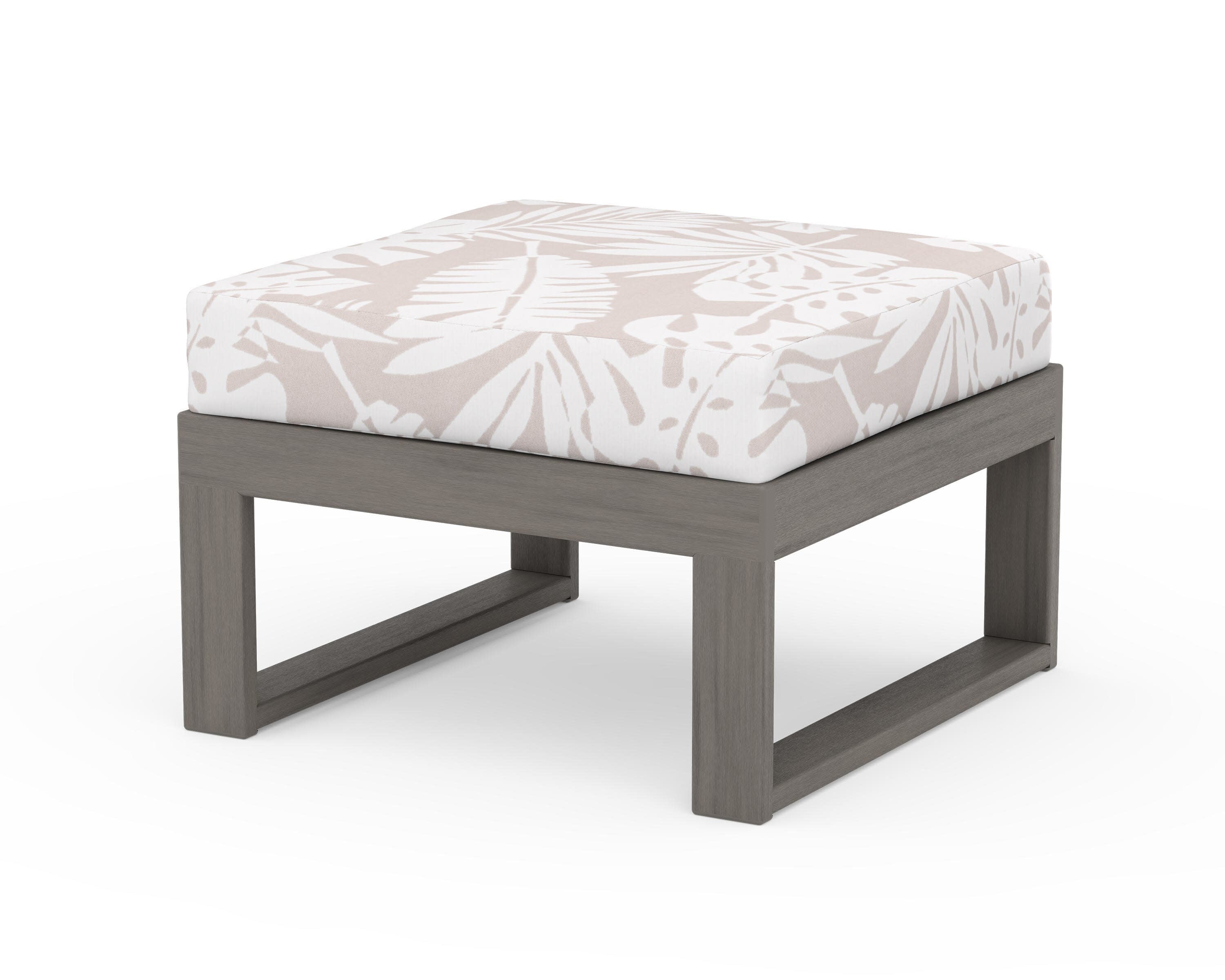 Modular Ottoman - Modern in Driftwood / Leaf Dune Burlap