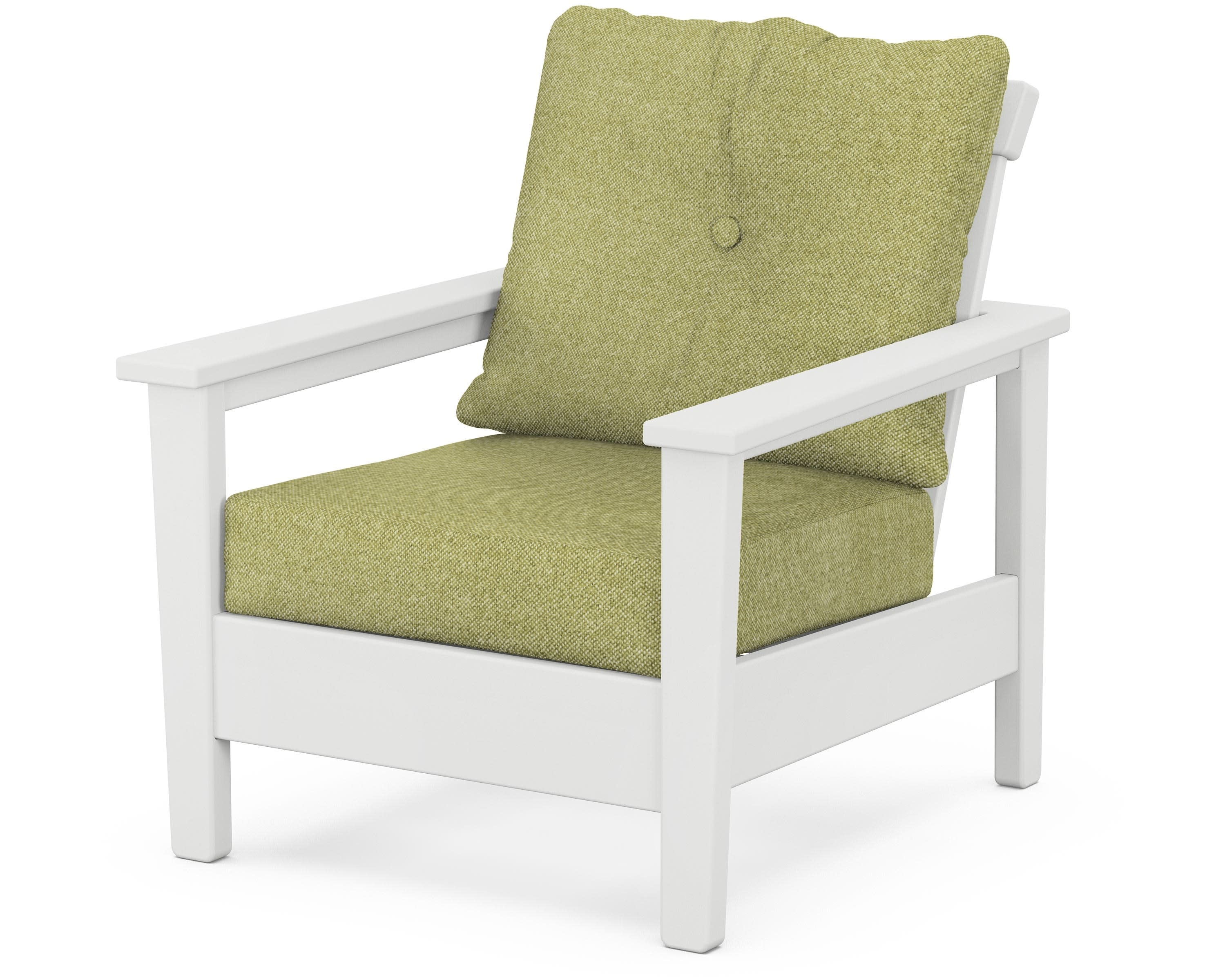 Prescott Deep Seating Chair in White / Chartreuse Boucle