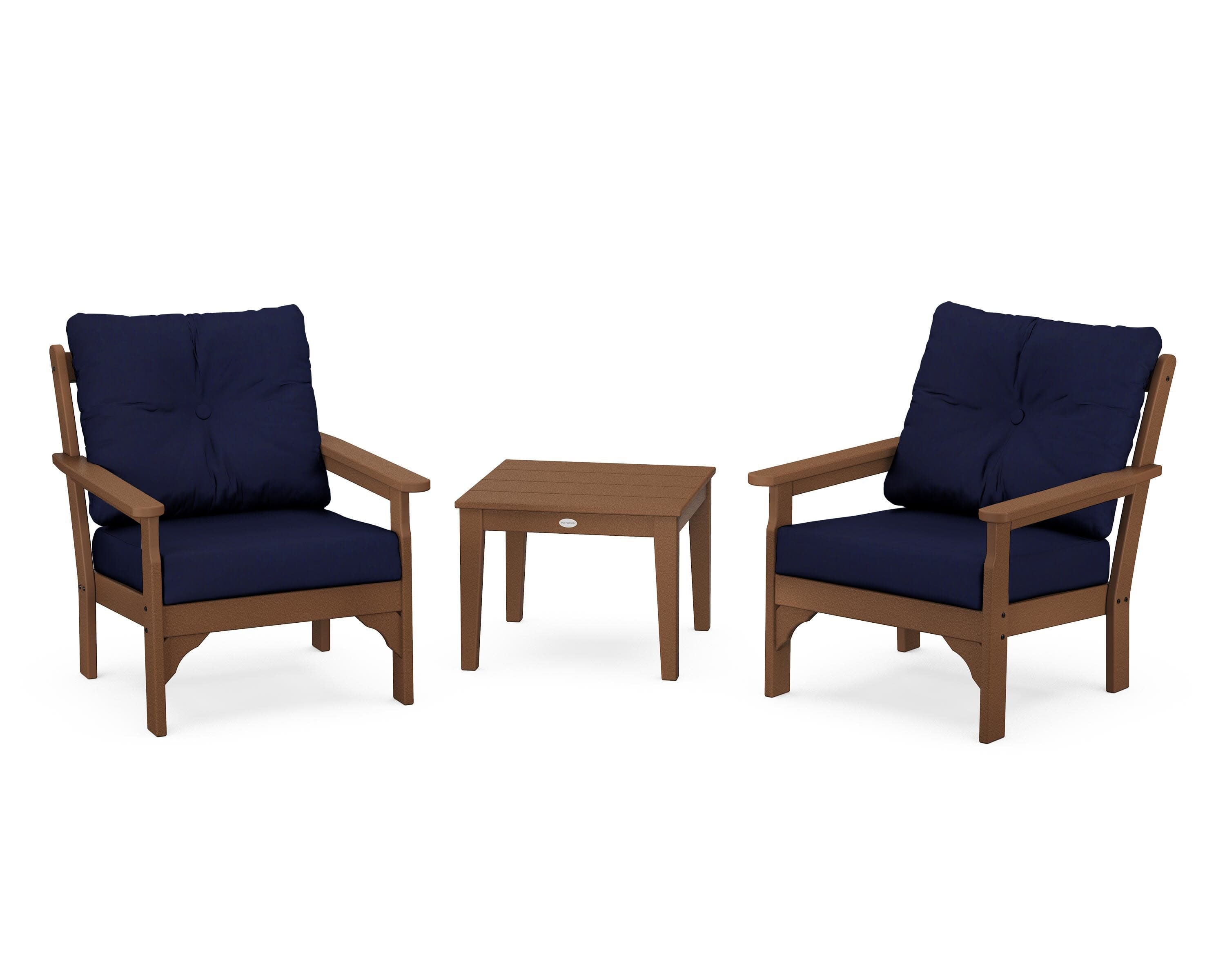 Vineyard 3-Piece Deep Seating Set in Teak / Navy