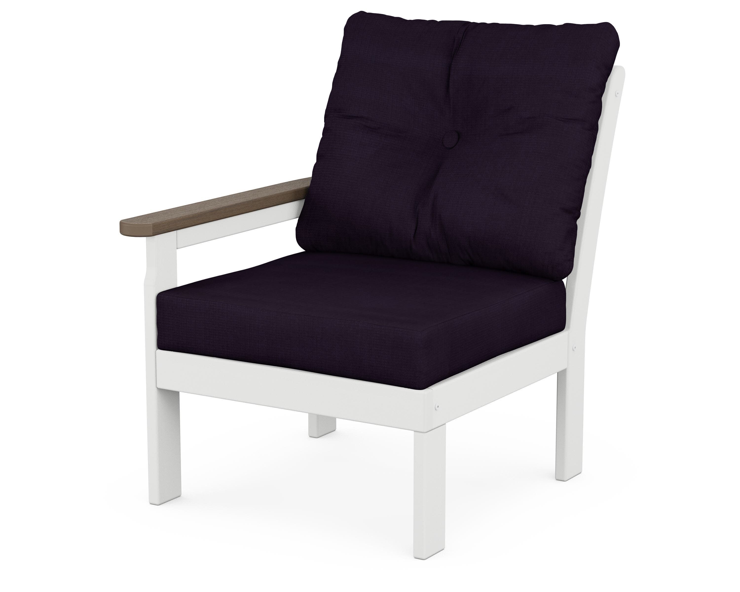 Vineyard Modular Left Arm Chair in White / Kona / Navy Linen