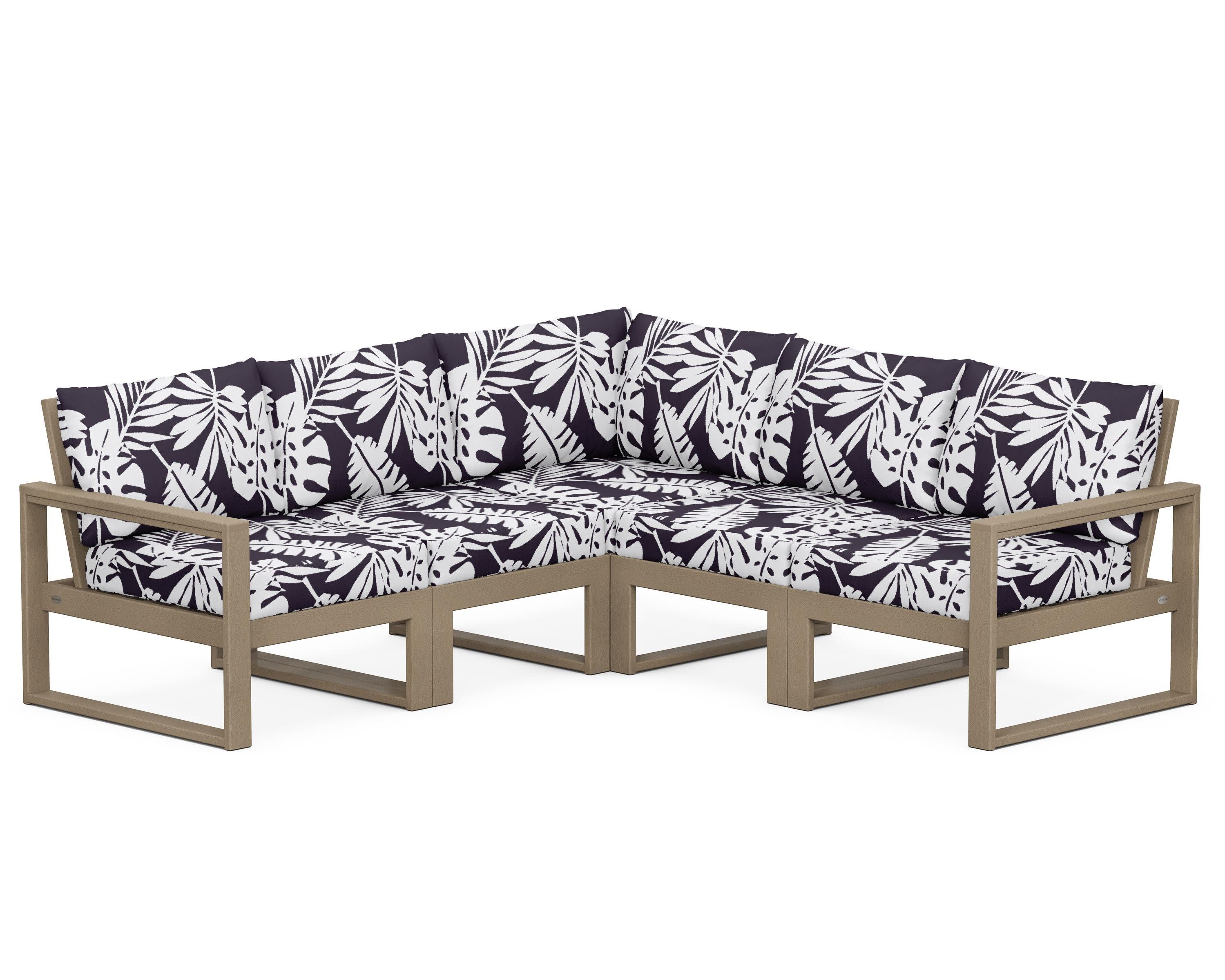 EDGE 5-Piece Modular Deep Seating Set in Vintage Sahara / Leaf Navy