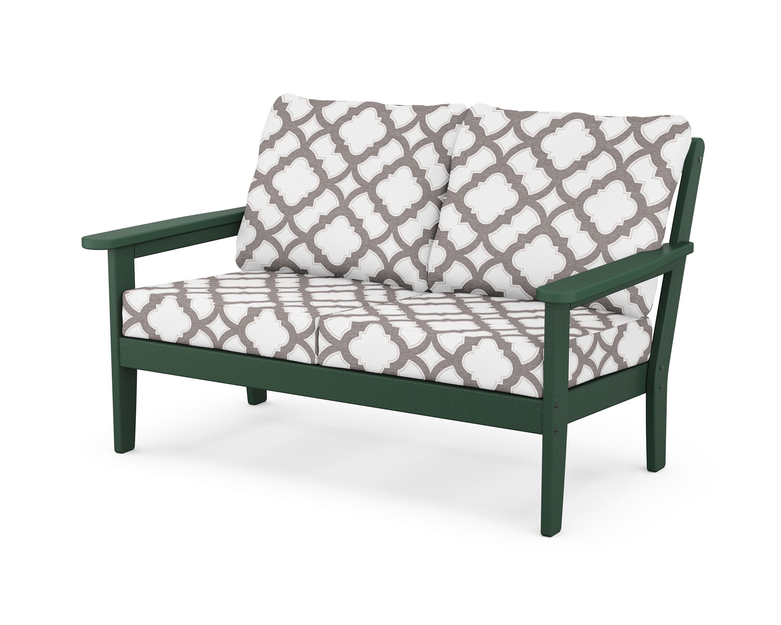 Cottage Deep Seating Loveseat in Green / Trellis Grey Mist