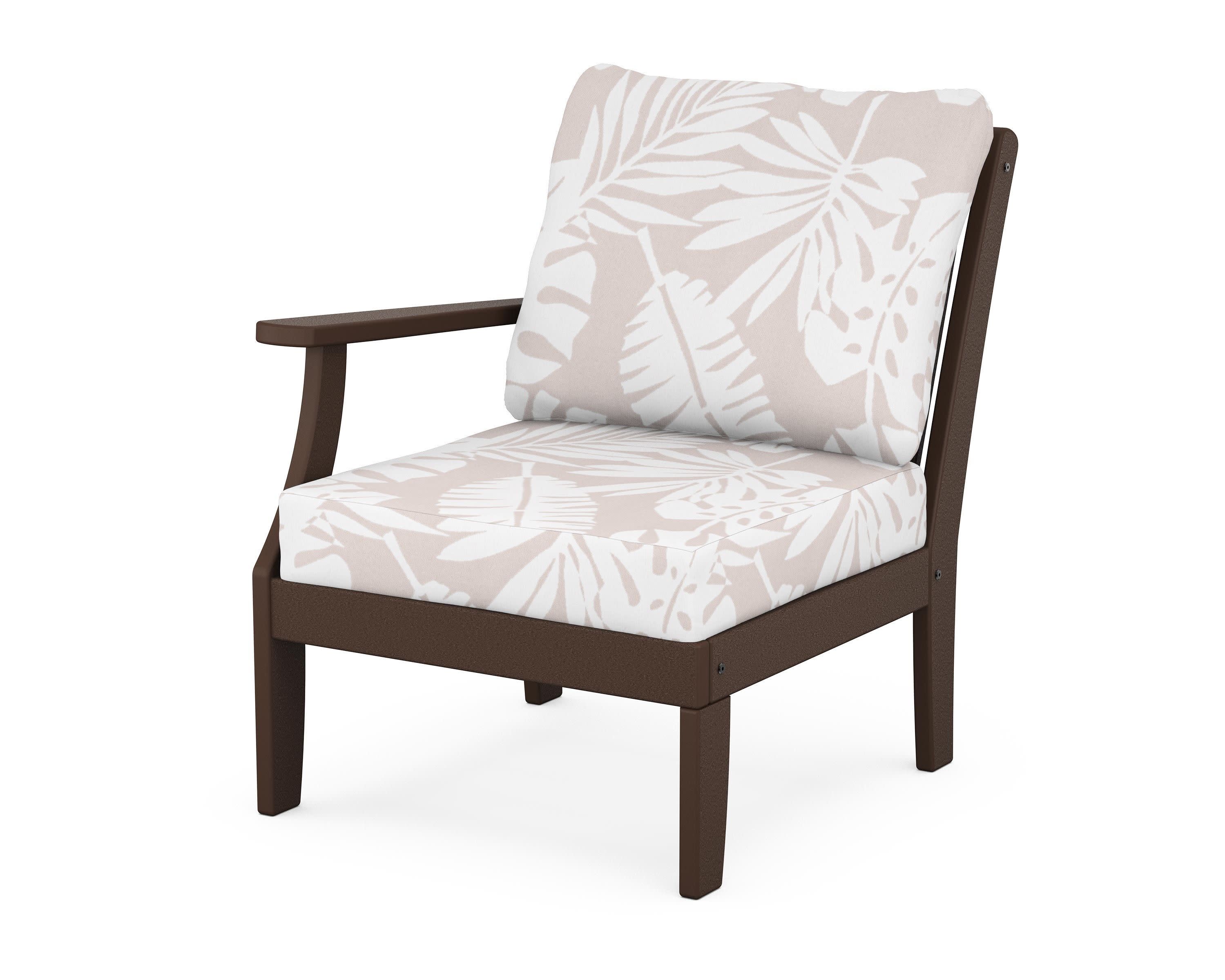 Braxton Modular Left Arm Chair in Mahogany / Leaf Dune Burlap