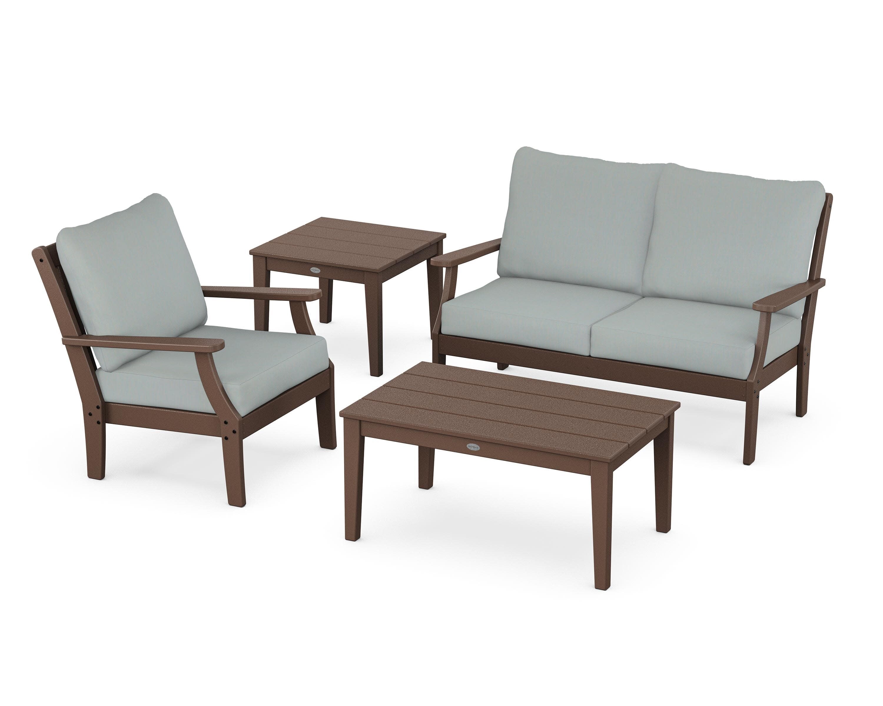 Braxton 4-Piece Deep Seating Set in Mahogany / Spa