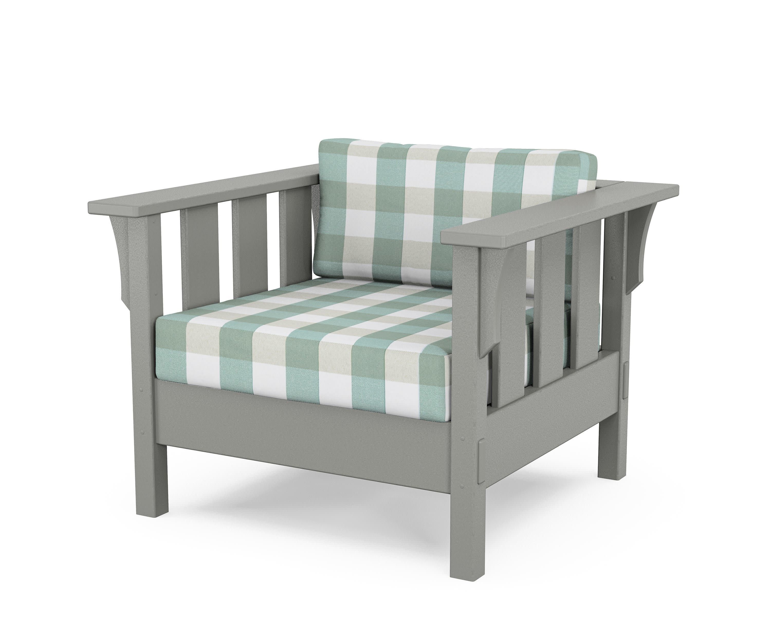 Acadia Deep Seating Chair in Slate Grey / Buffalo Plaid Glacier Spa