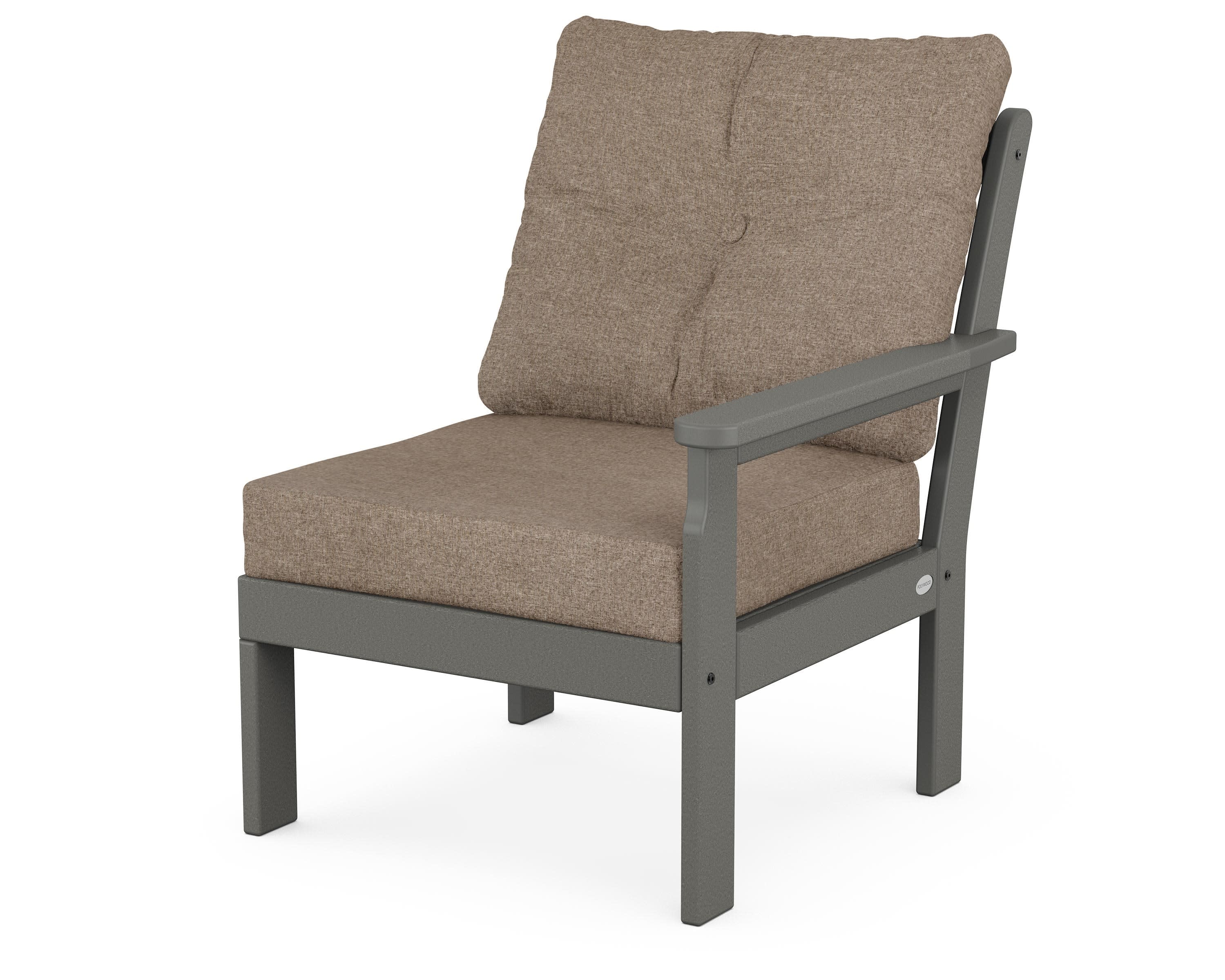 Vineyard Modular Right Arm Chair in Slate Grey / Spiced Burlap