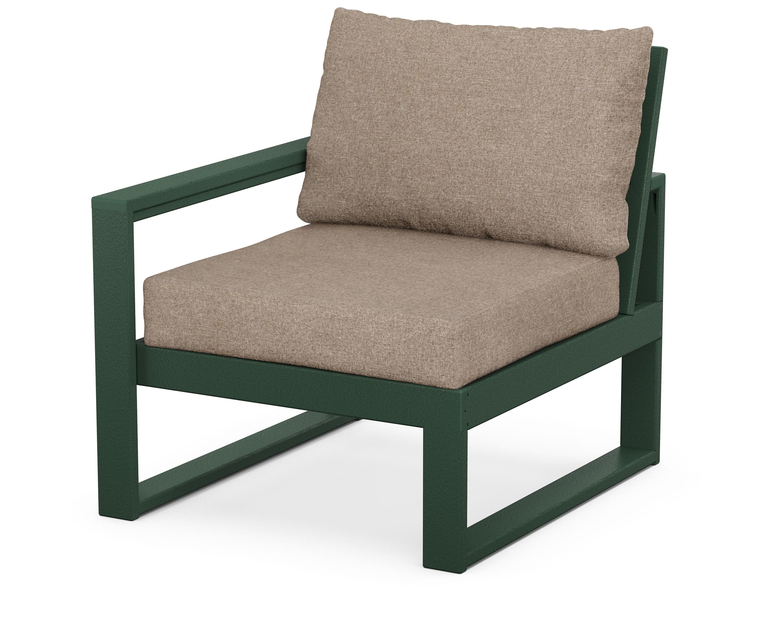 EDGE Modular Left Arm Chair in Green / Spiced Burlap