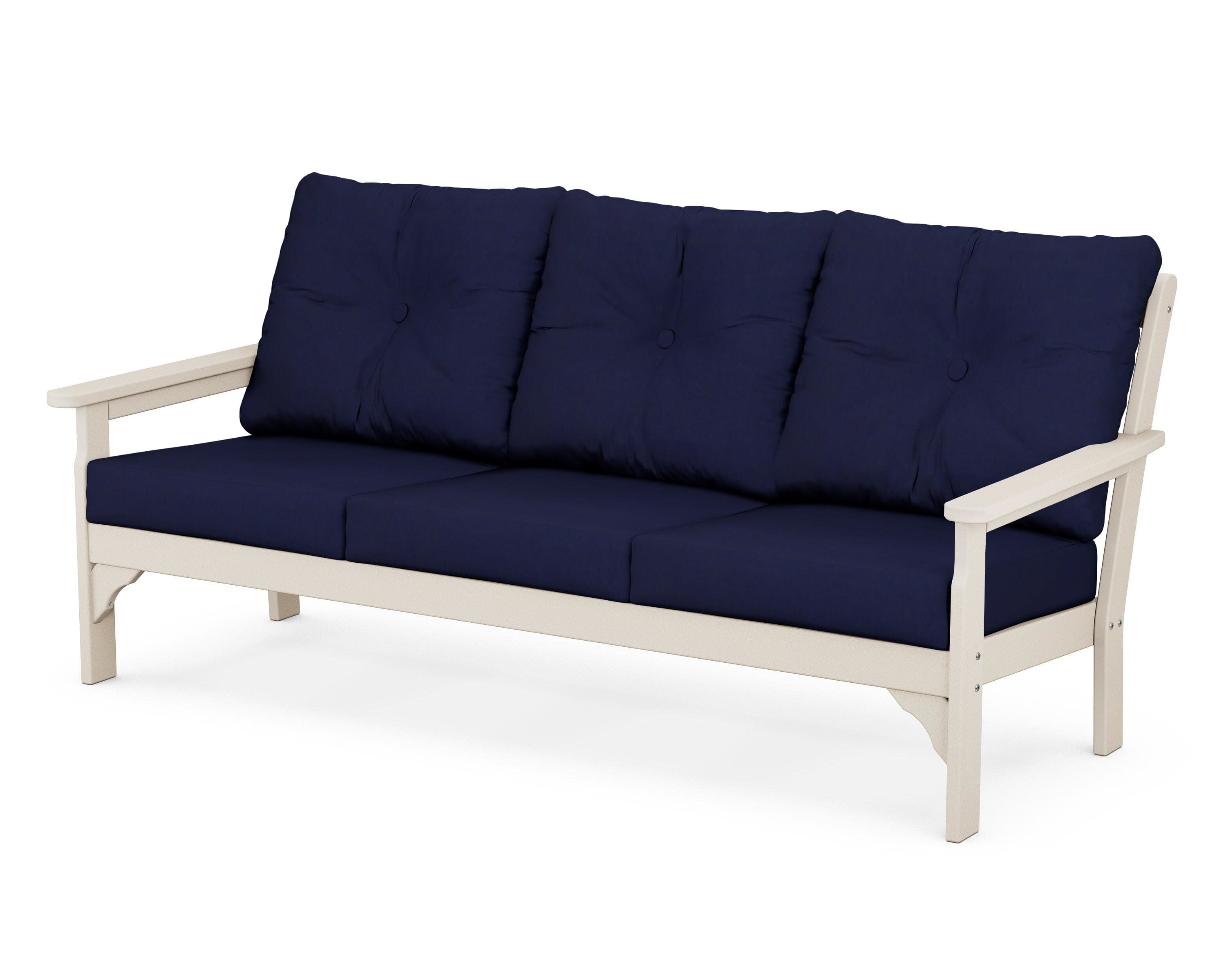 Vineyard Deep Seating Sofa in Sand / Navy