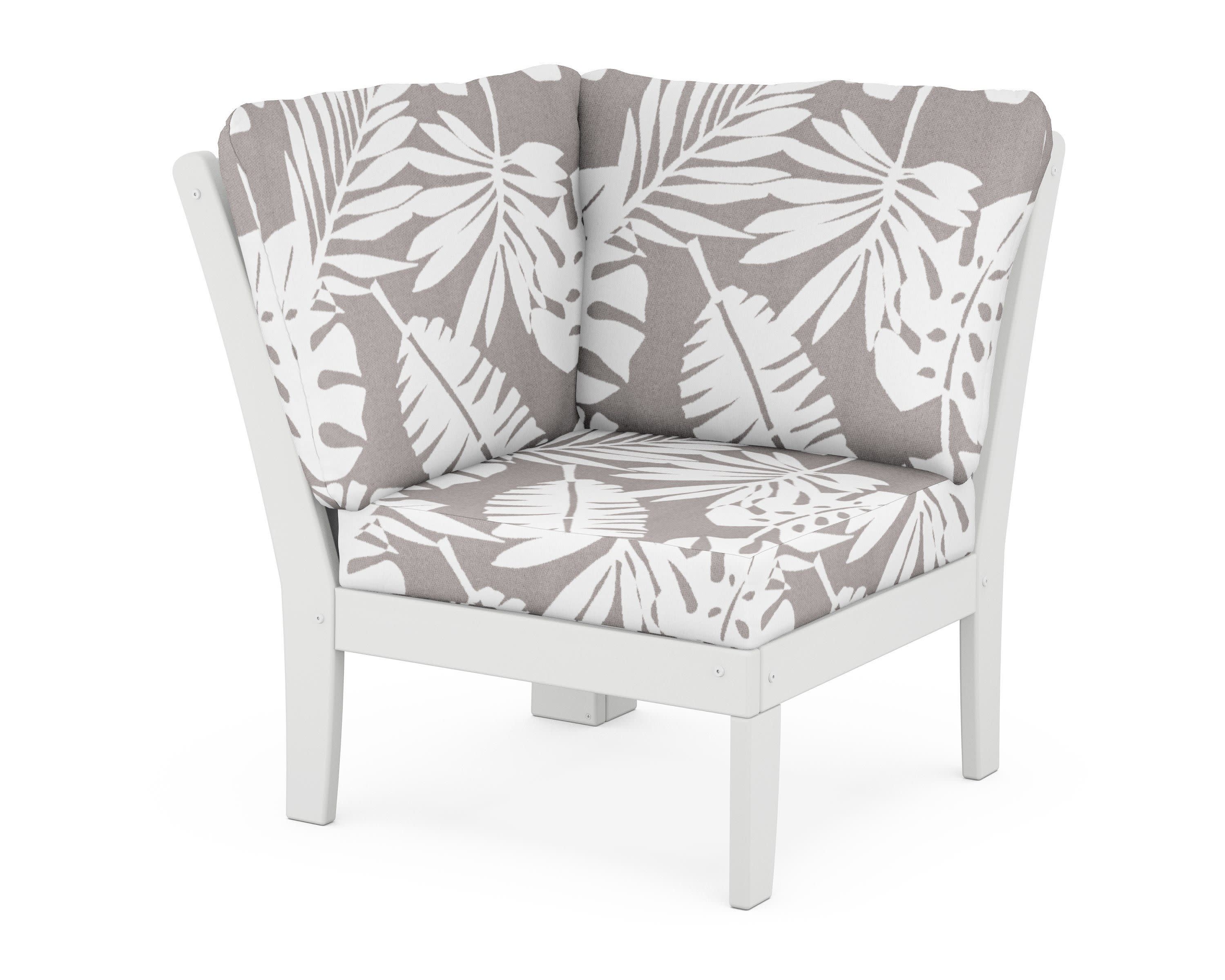 Braxton Modular Corner Chair in White / Leaf Grey Mist