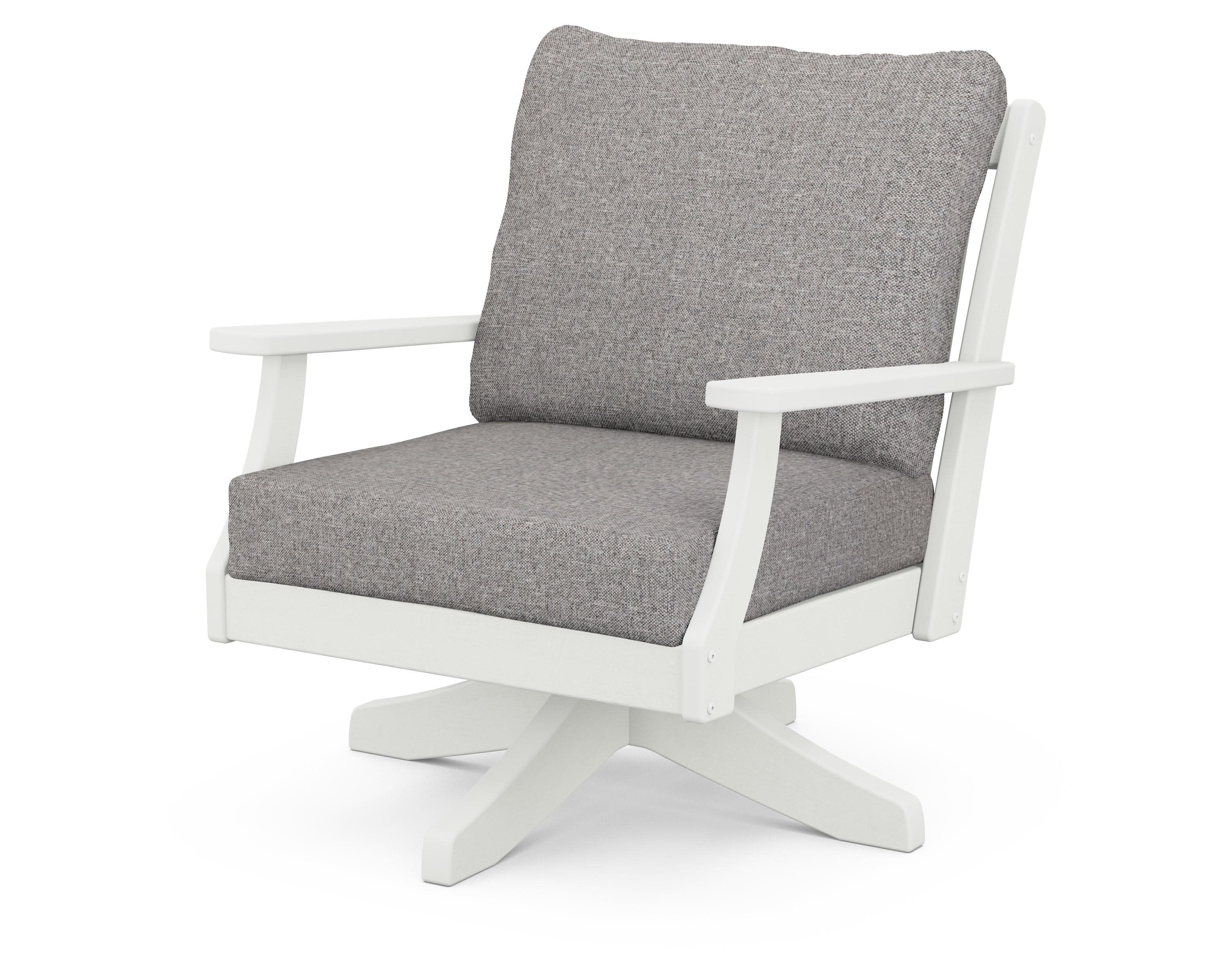 Braxton Deep Seating Swivel Chair in Vintage White / Grey Mist