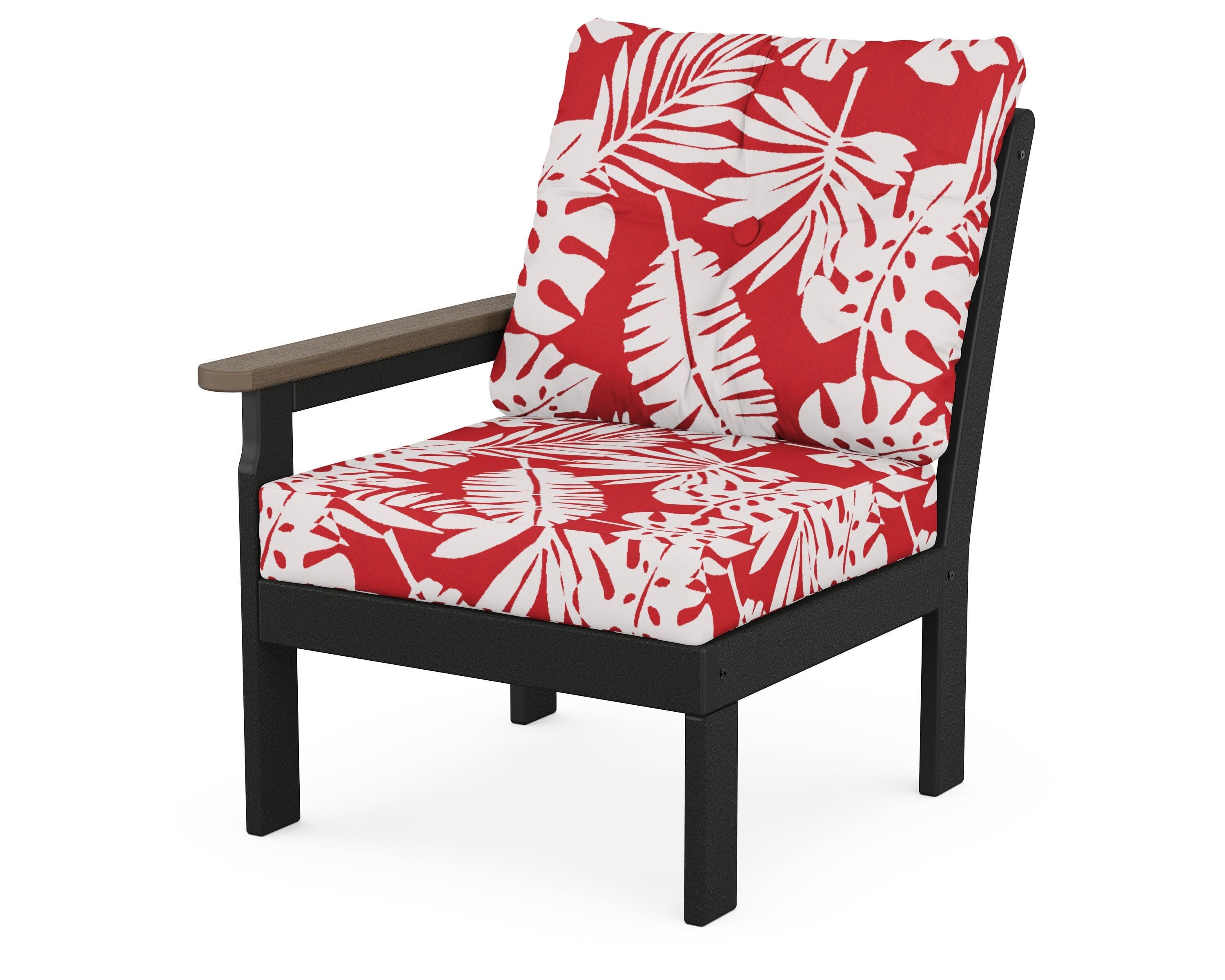 Vineyard Modular Left Arm Chair in Black / Kona / Leaf Crimson