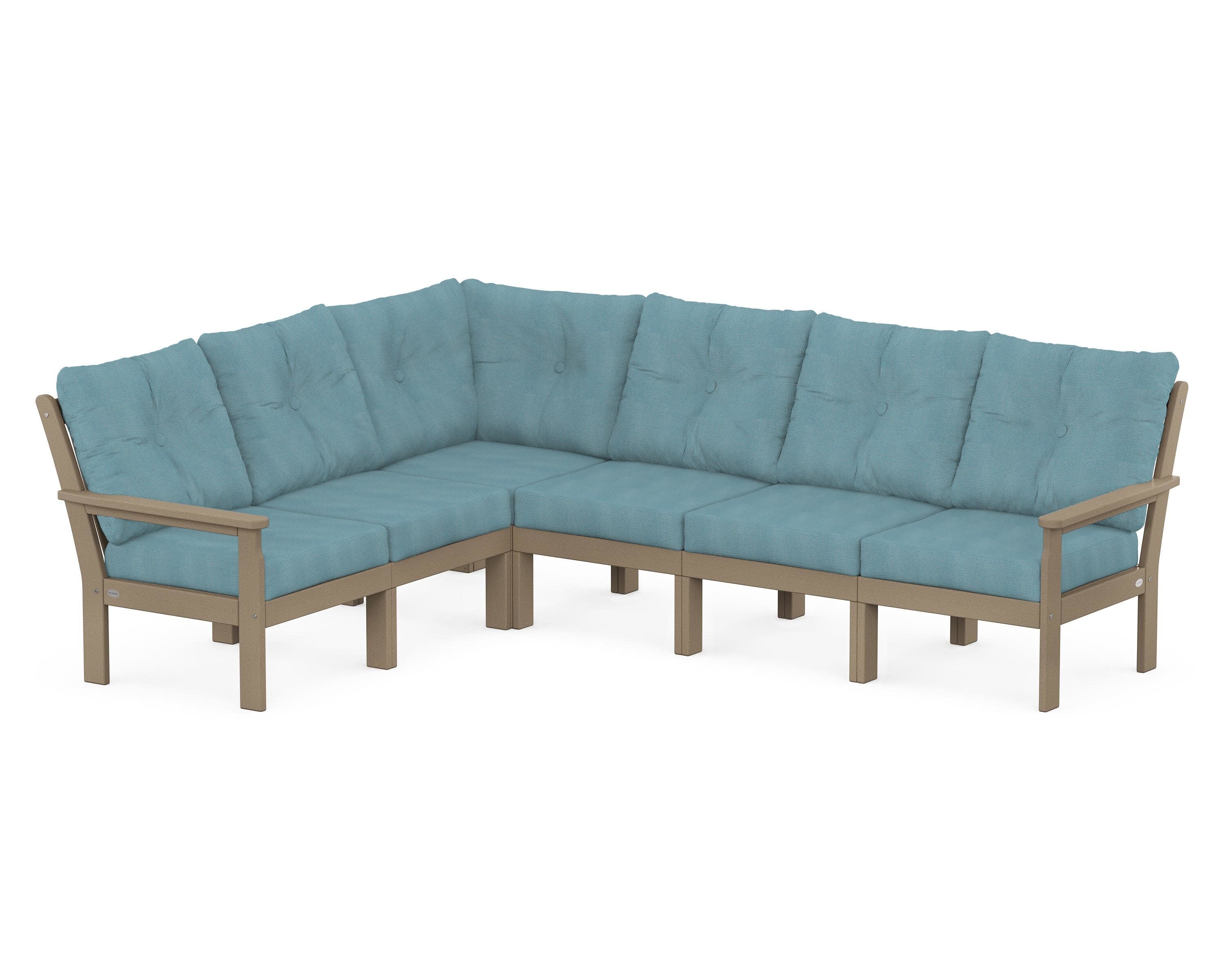 Vineyard 6-Piece Sectional in Vintage Sahara / Lattice Sky Blue