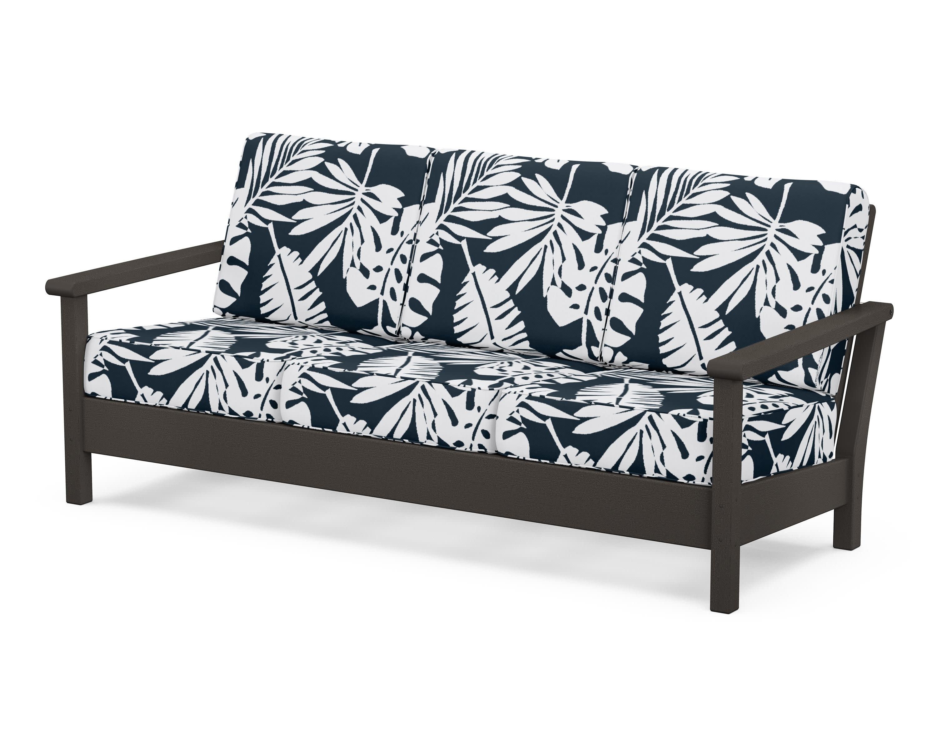 Harbour Deep Seating Sofa in Vintage Coffee / Leaf Marine Indigo