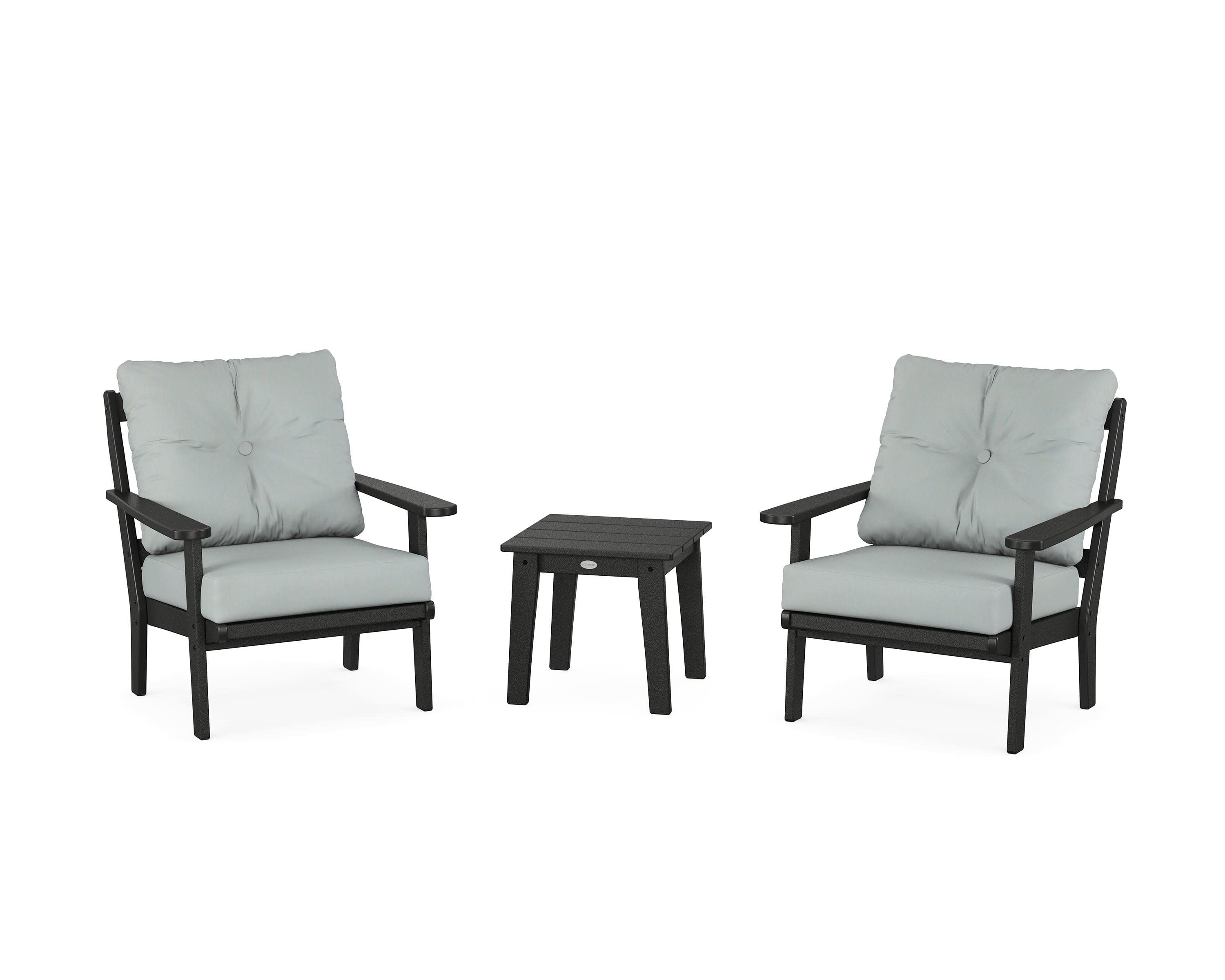 Mission 3-Piece Deep Seating Set in Black / Spa