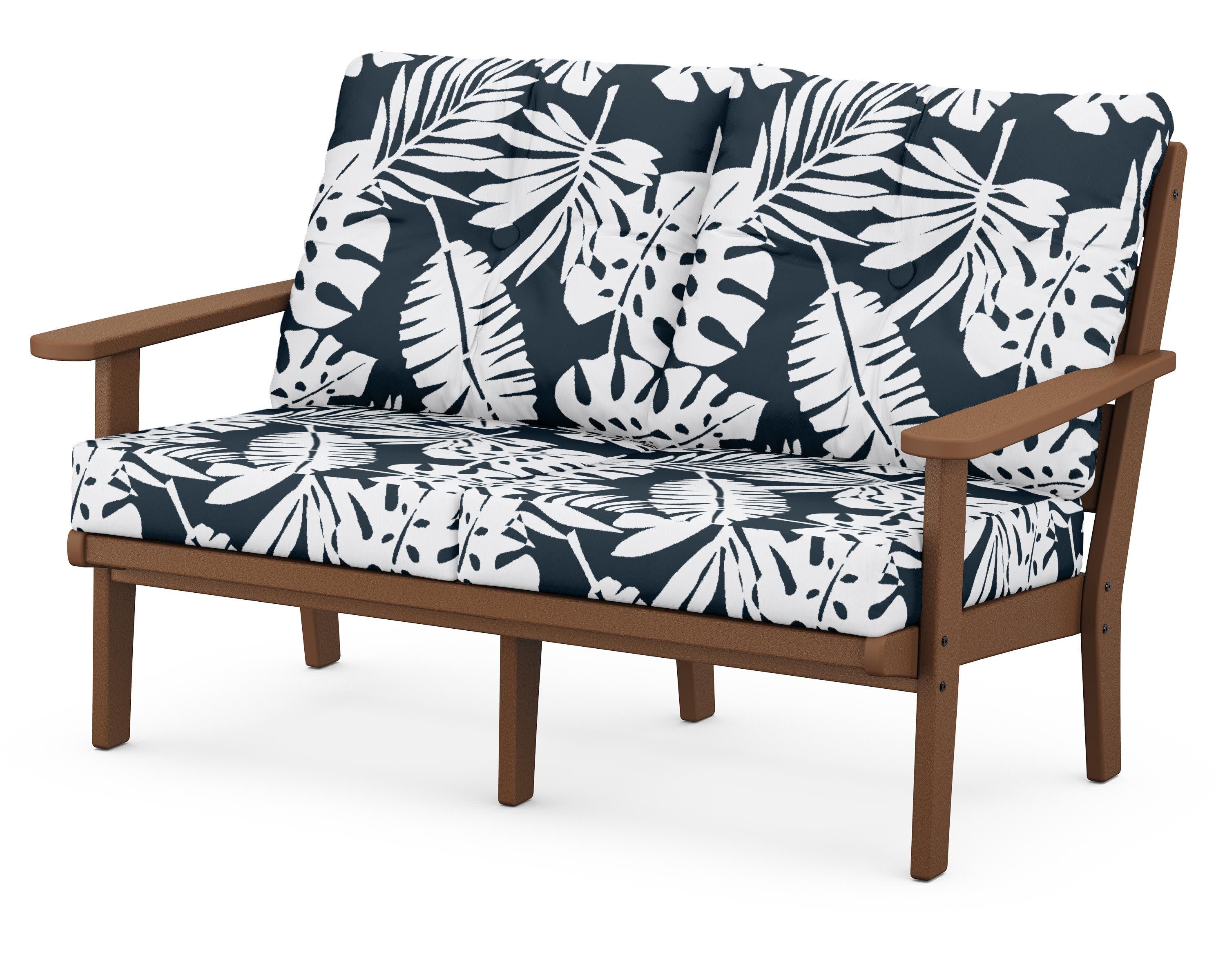 Lakeside Deep Seating Loveseat in Teak / Leaf Marine Indigo