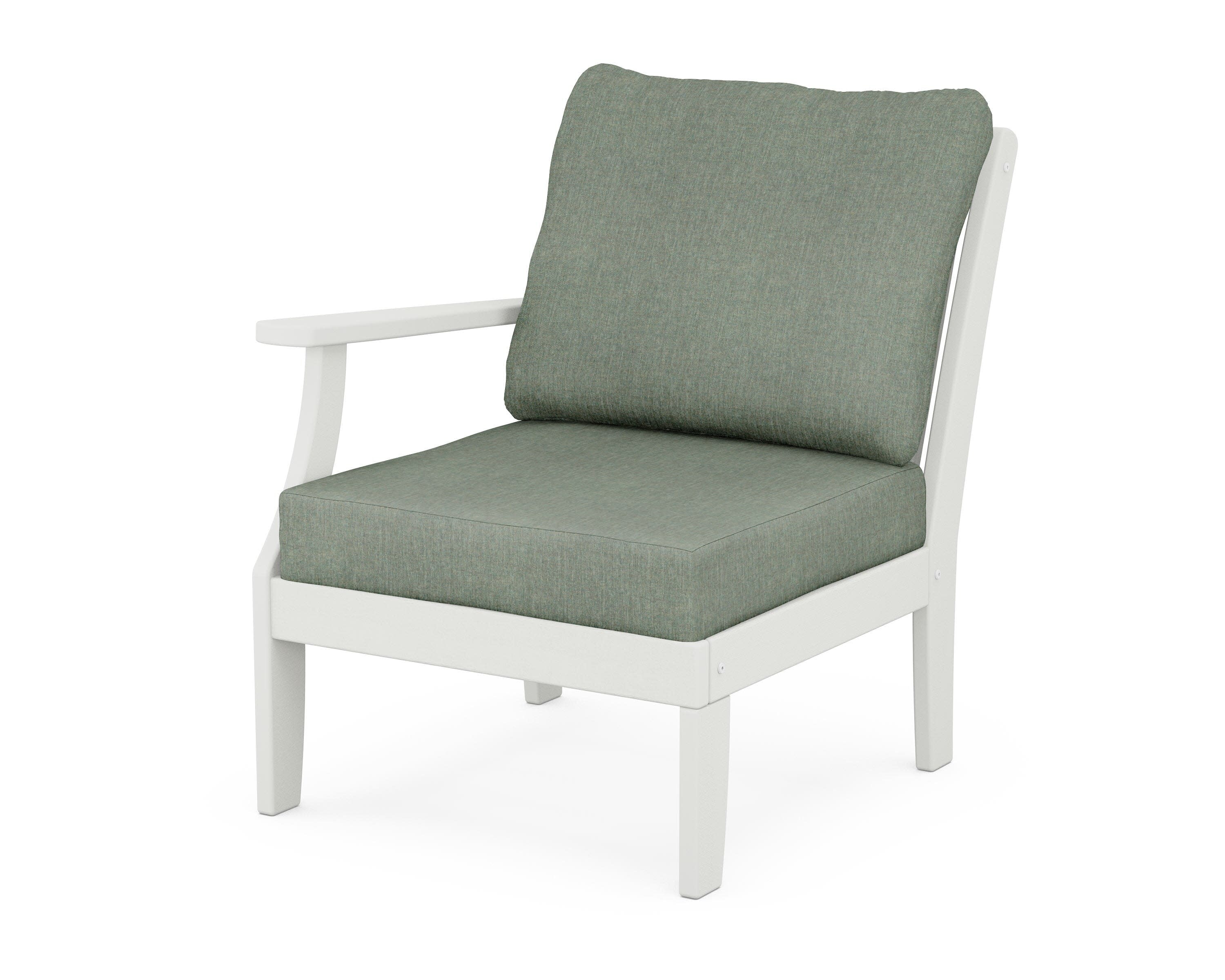 Braxton Modular Left Arm Chair in Vintage White / Cast Sage