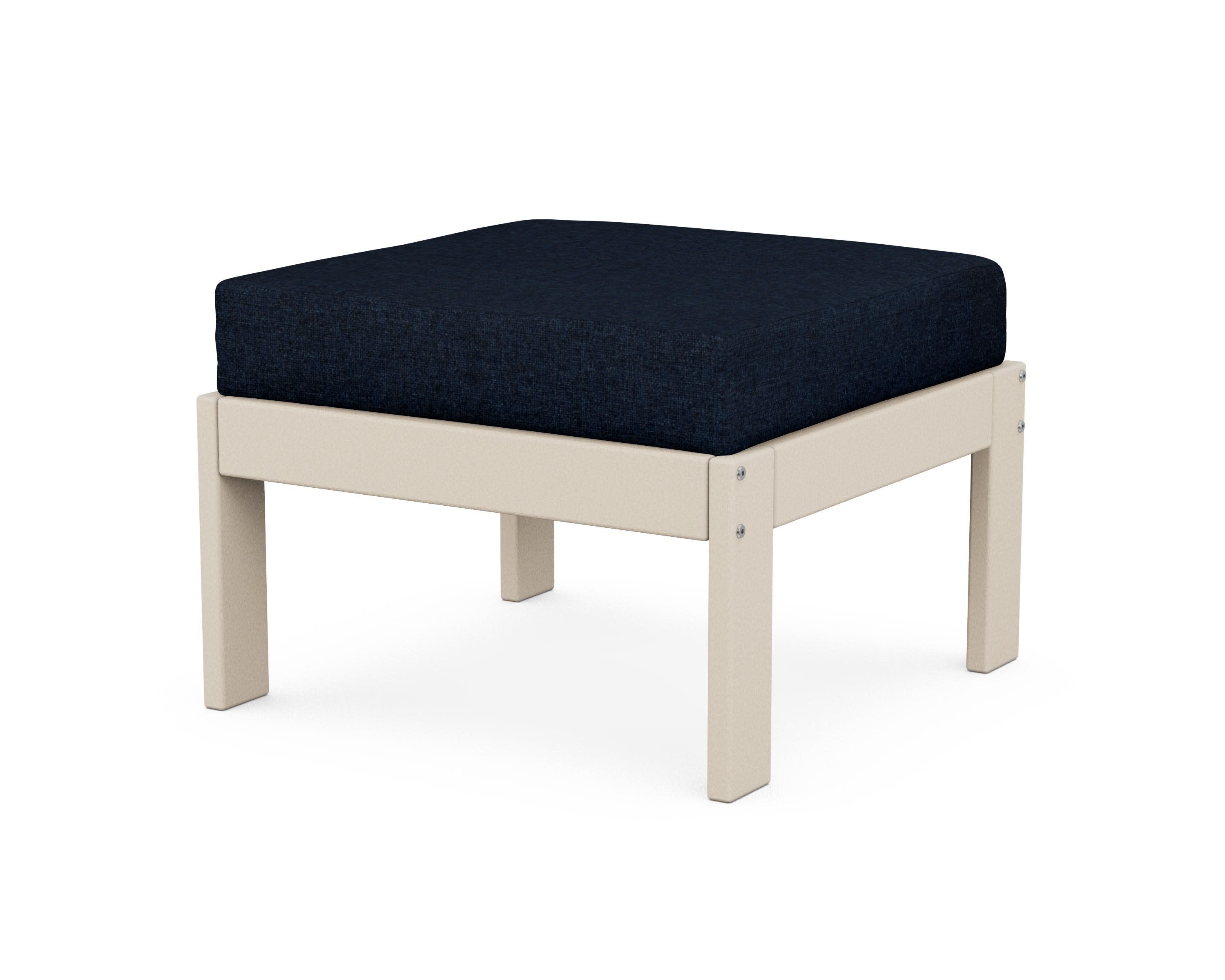 Vineyard Modular Ottoman in Sand / Marine Indigo
