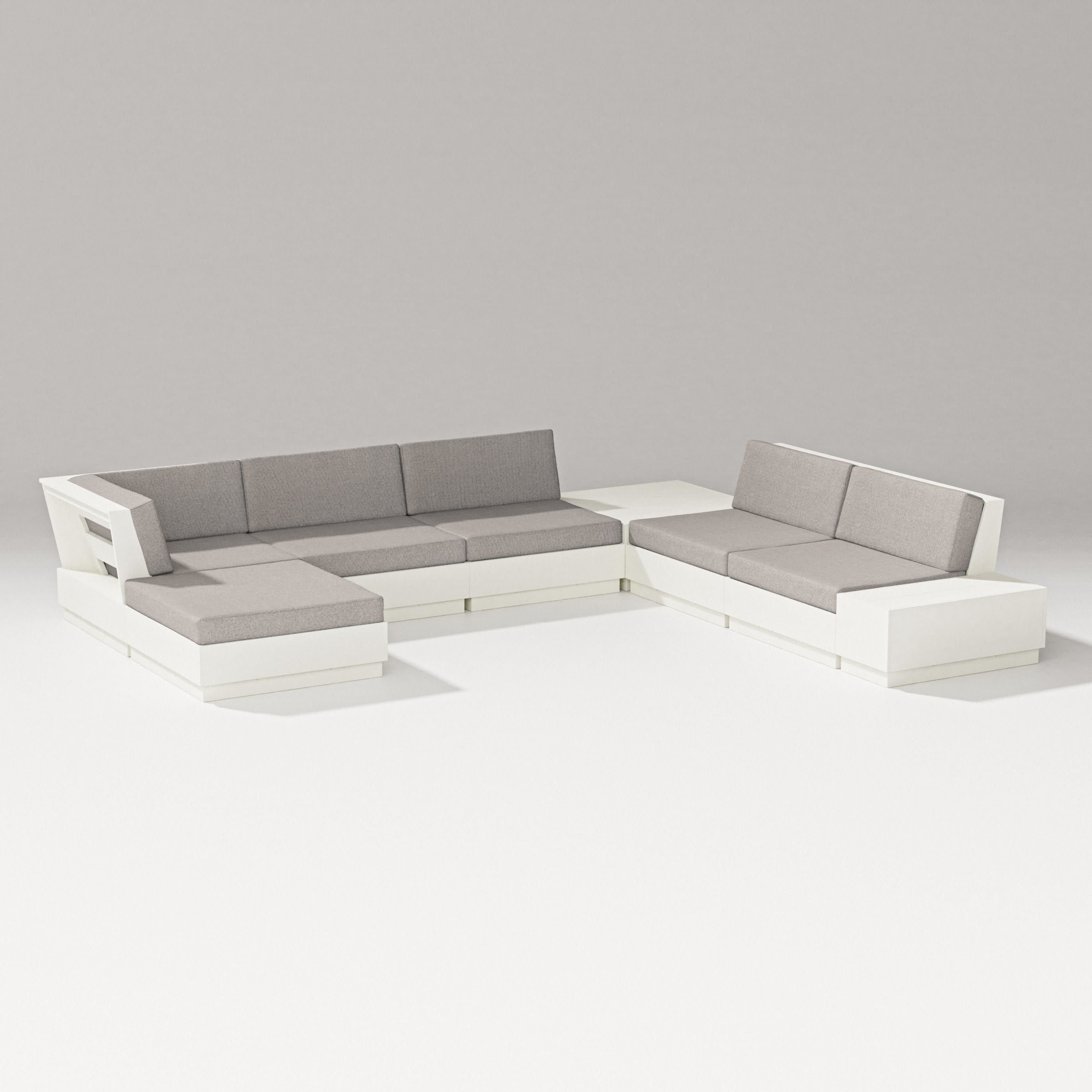 Elevate 8-Piece Corner Sectional in Vintage White / Weathered Tweed
