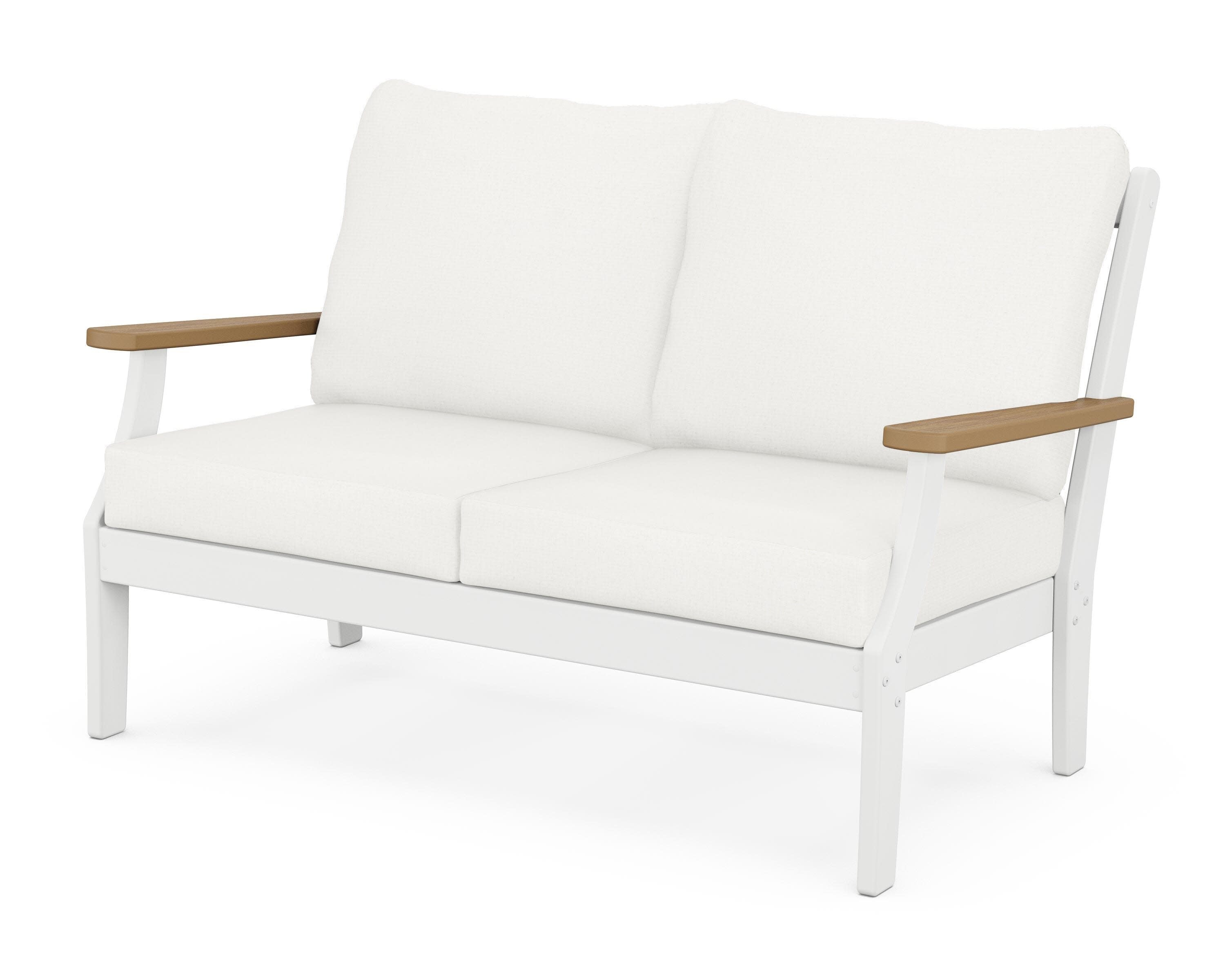 Braxton Deep Seating Loveseat in White / Natural / Natural Linen