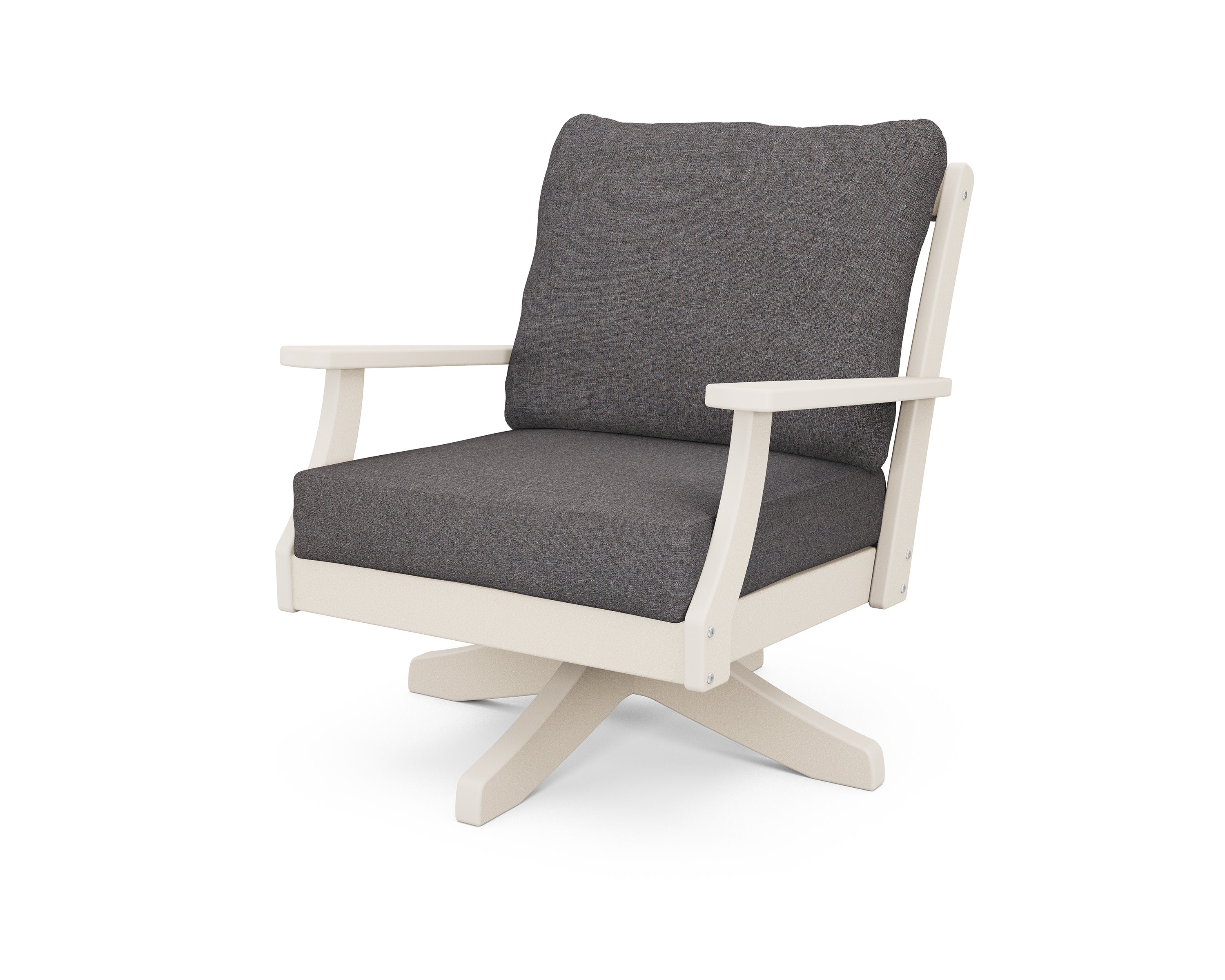 Braxton Deep Seating Swivel Chair in Sand / Ash Charcoal