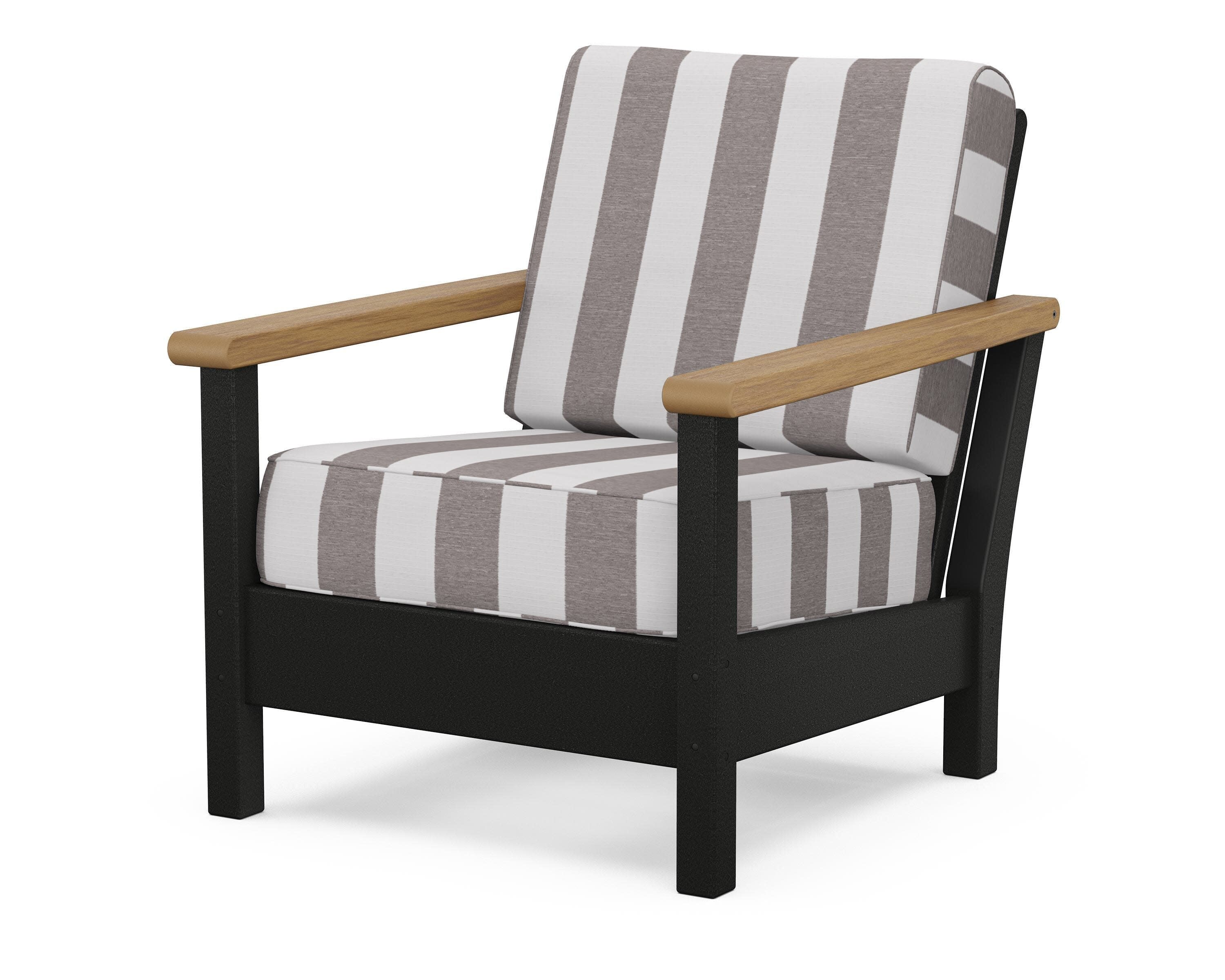 Harbour Deep Seating Chair in Black / Natural / Cabana Stripe Grey Mist