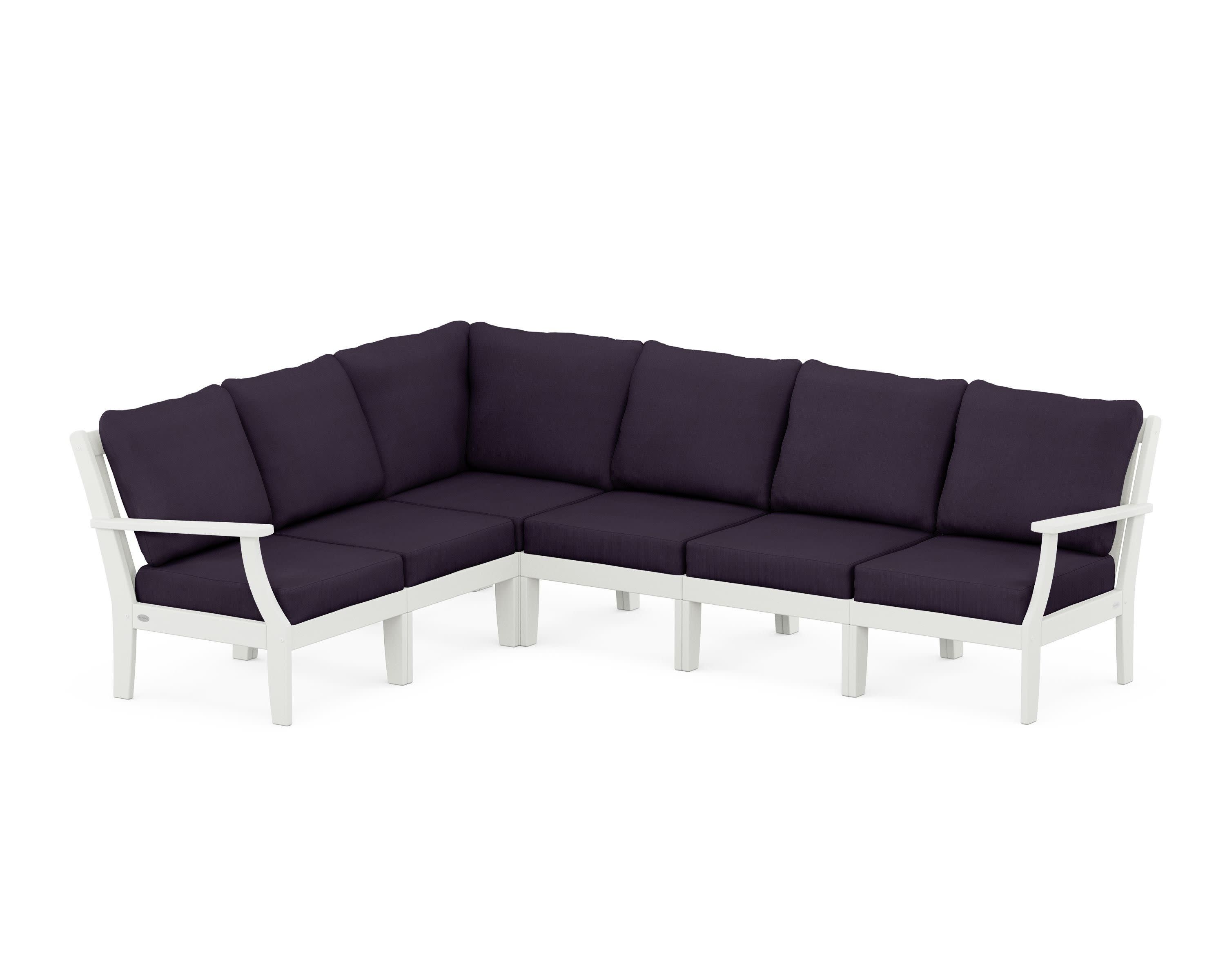 Braxton Modular 6-Piece Deep Seating Set in Vintage White / Navy Linen