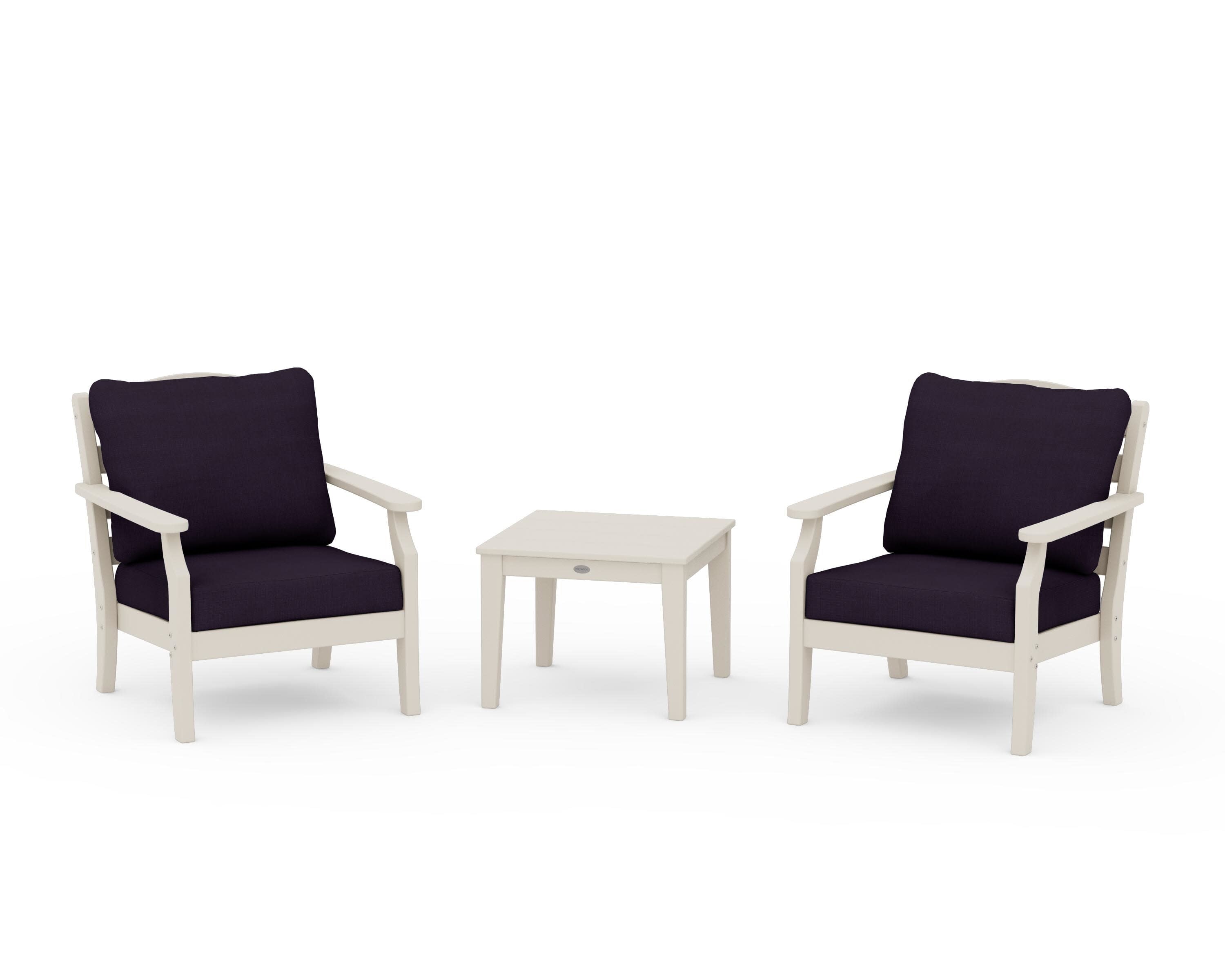 Savannah 3-Piece Deep Seating Set in Sand / Navy Linen
