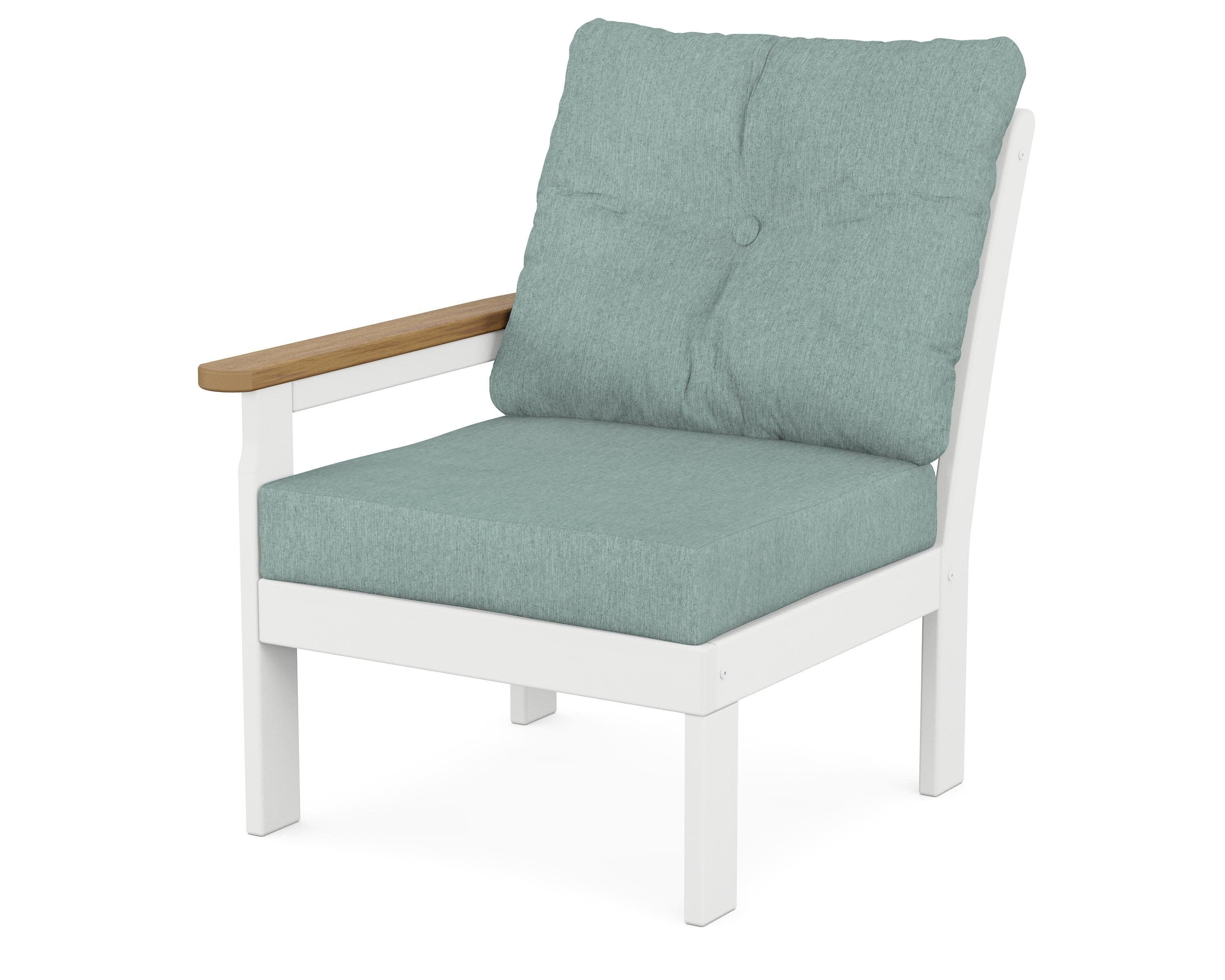 Vineyard Modular Left Arm Chair in White / Natural / Glacier Spa
