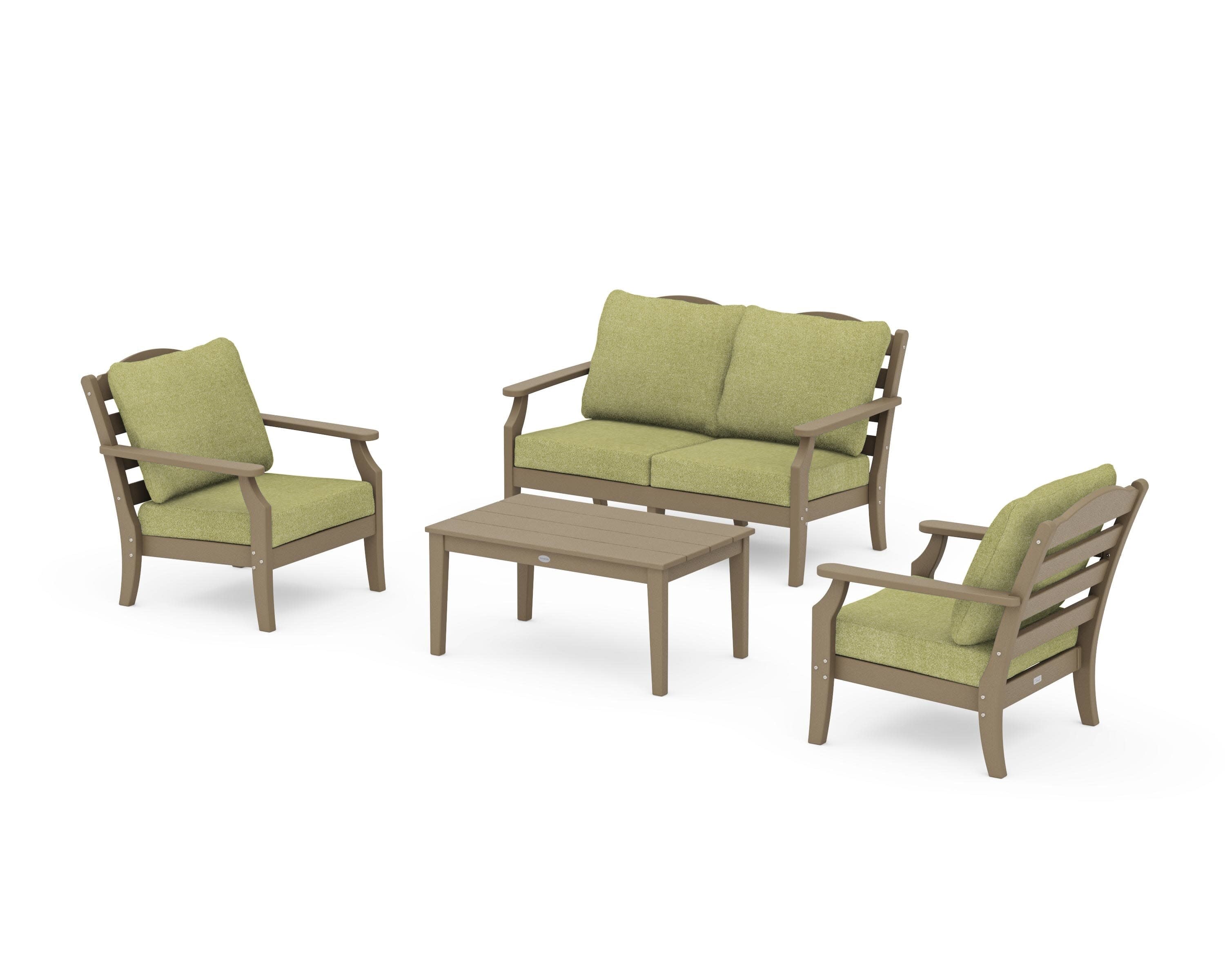 Savannah 4-Piece Deep Seating Set with Loveseat in Vintage Sahara / Chartreuse Boucle