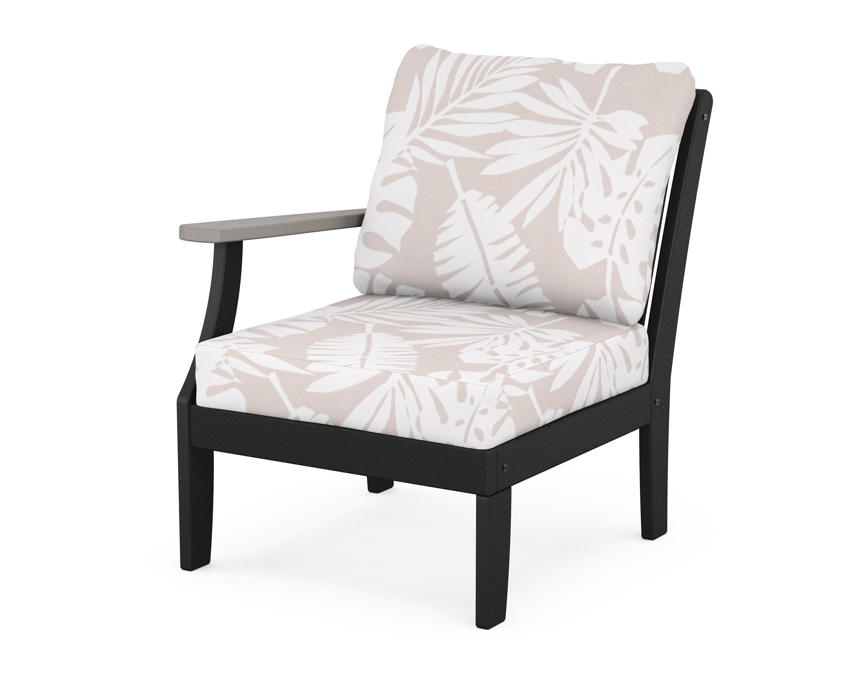 Braxton Modular Left Arm Chair in Black / Driftwood / Leaf Dune Burlap