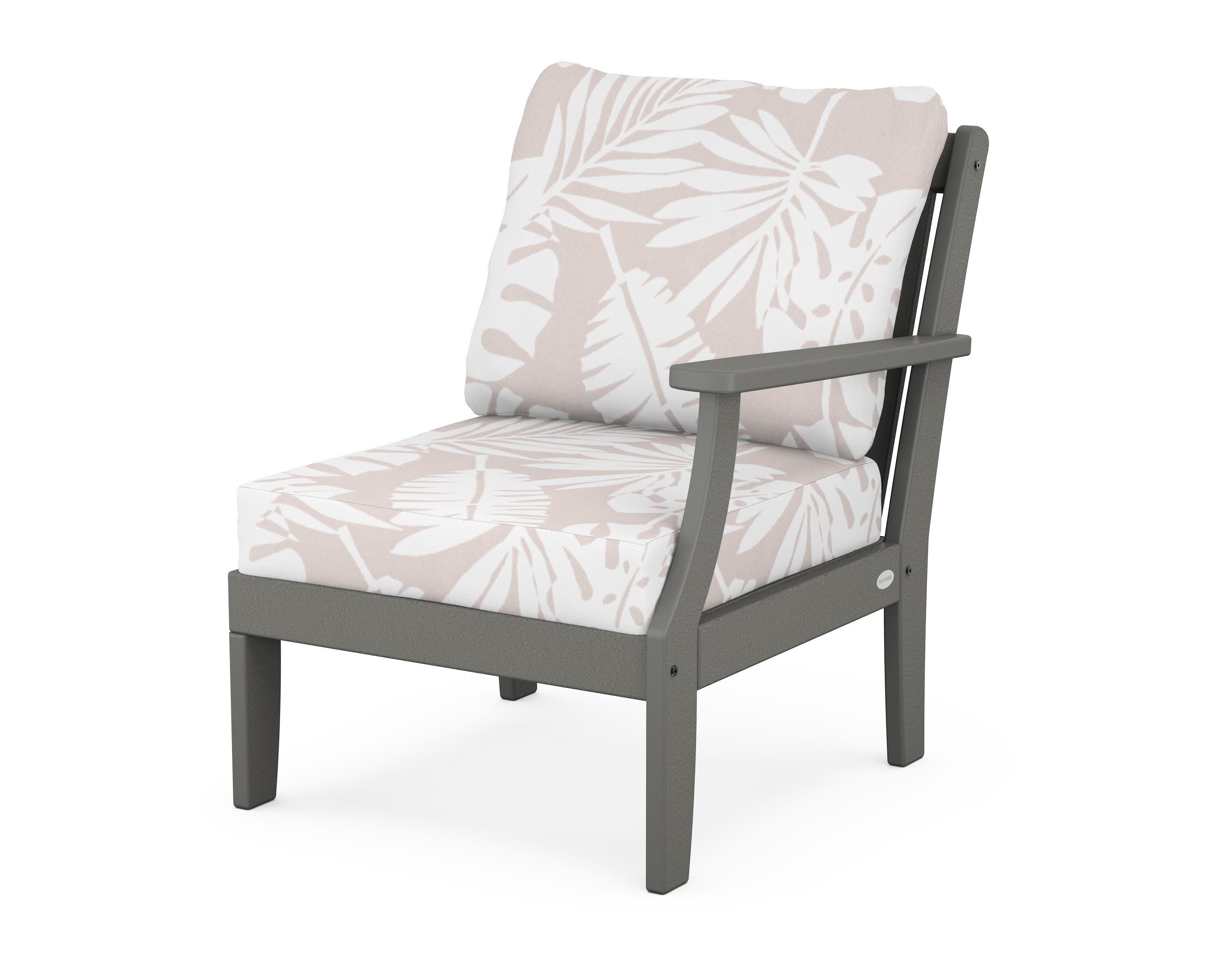 Braxton Modular Right Arm Chair in Slate Grey / Leaf Dune Burlap