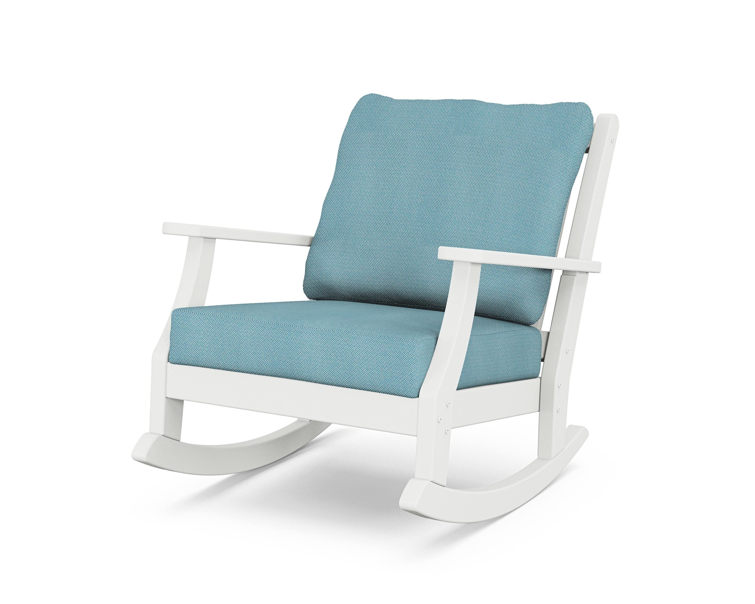 Wovendale Deep Seating Rocking Chair in White / Lattice Sky Blue