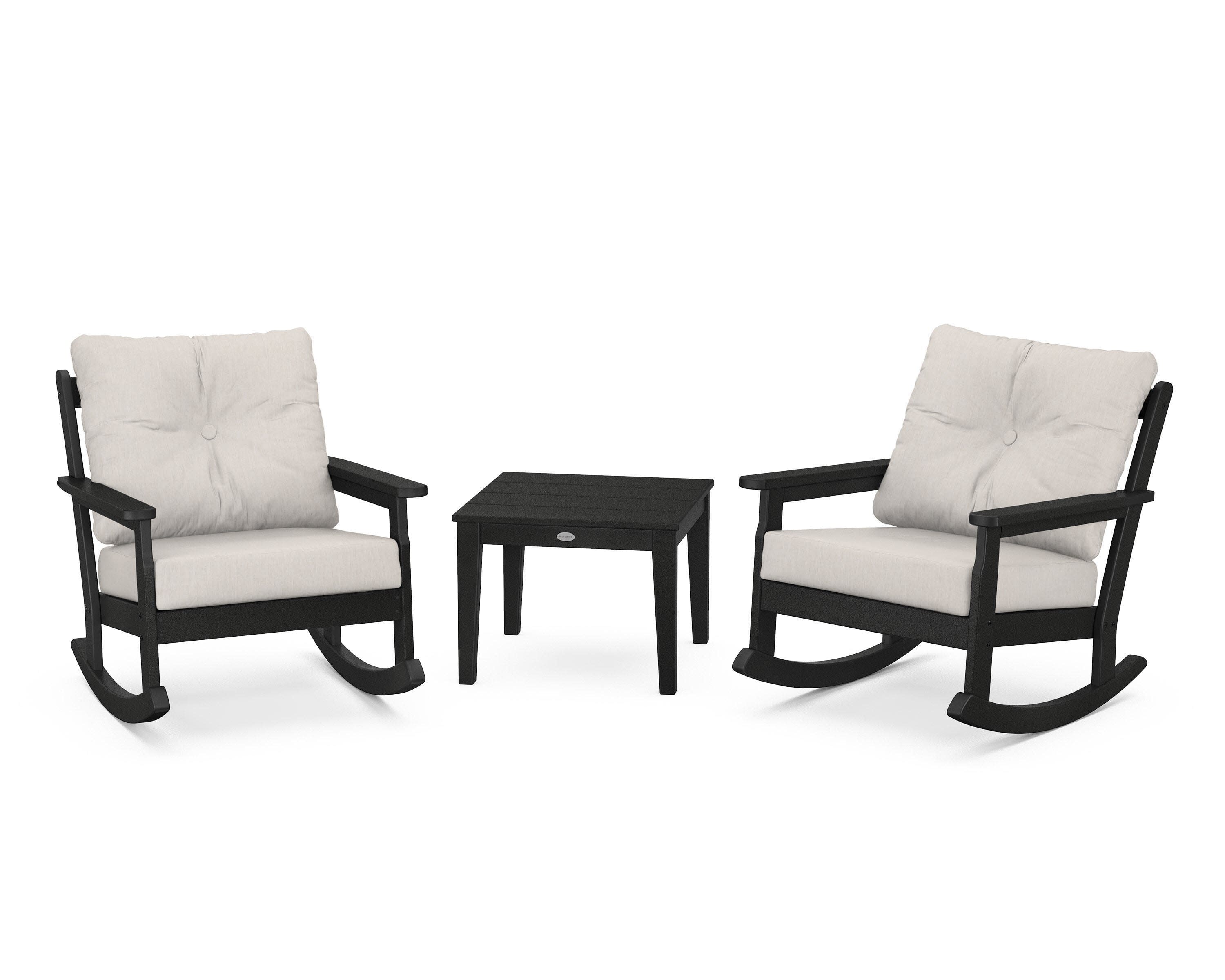 Vineyard 3-Piece Deep Seating Rocker Set in Black / Cast Ash