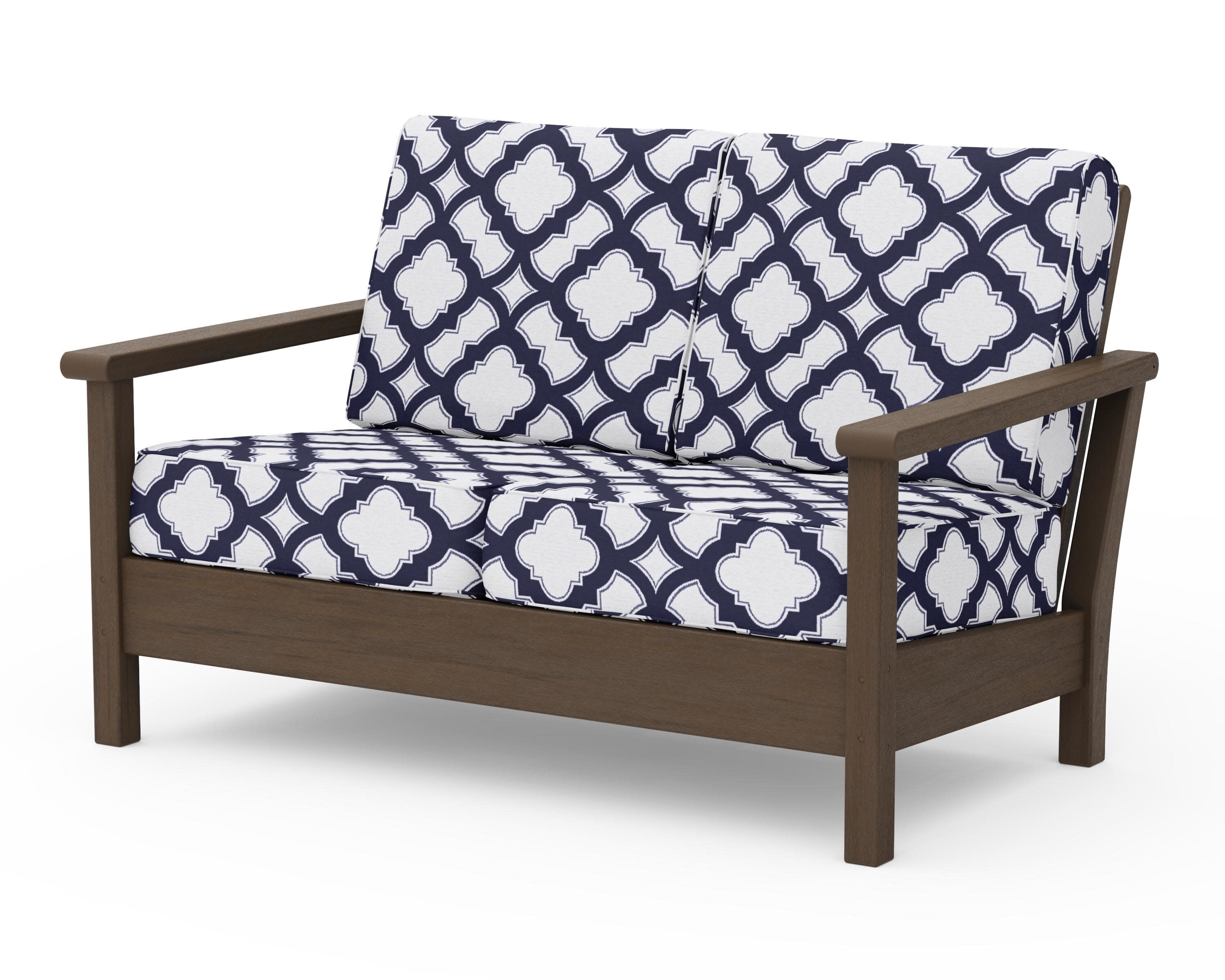 Harbour Deep Seating Loveseat in Kona / Trellis Navy