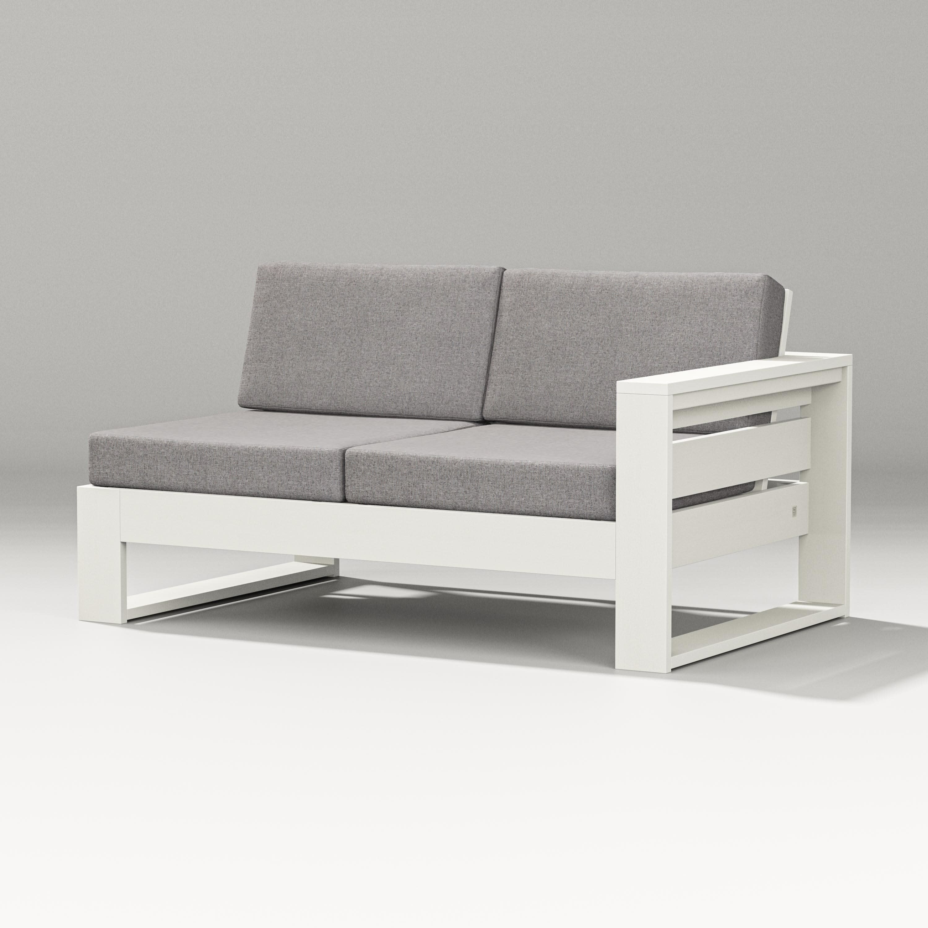 Latitude Modular Right Arm Loveseat in Vintage White / Grey Mist
