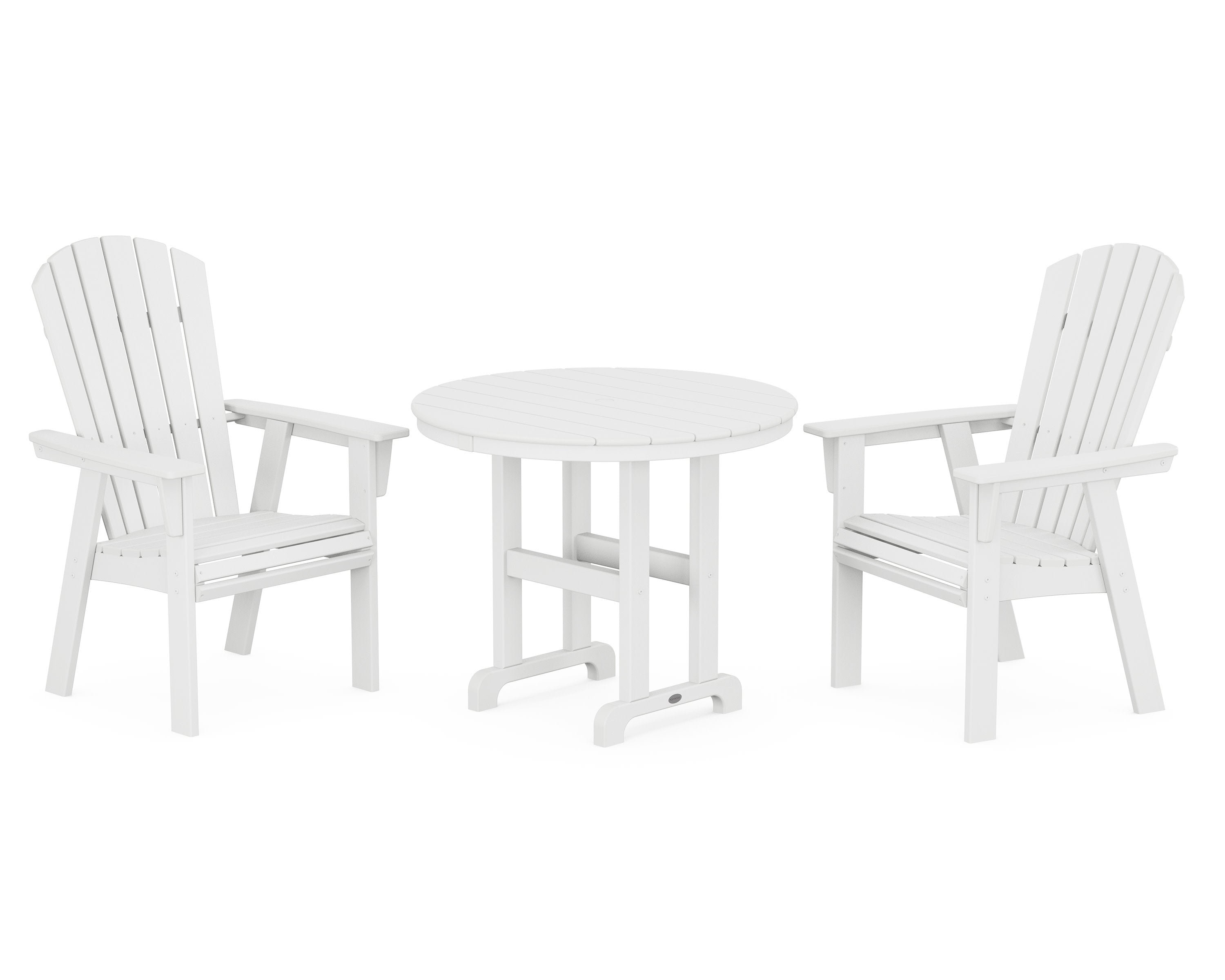 Nautical Adirondack 3-Piece Round Dining Set in White