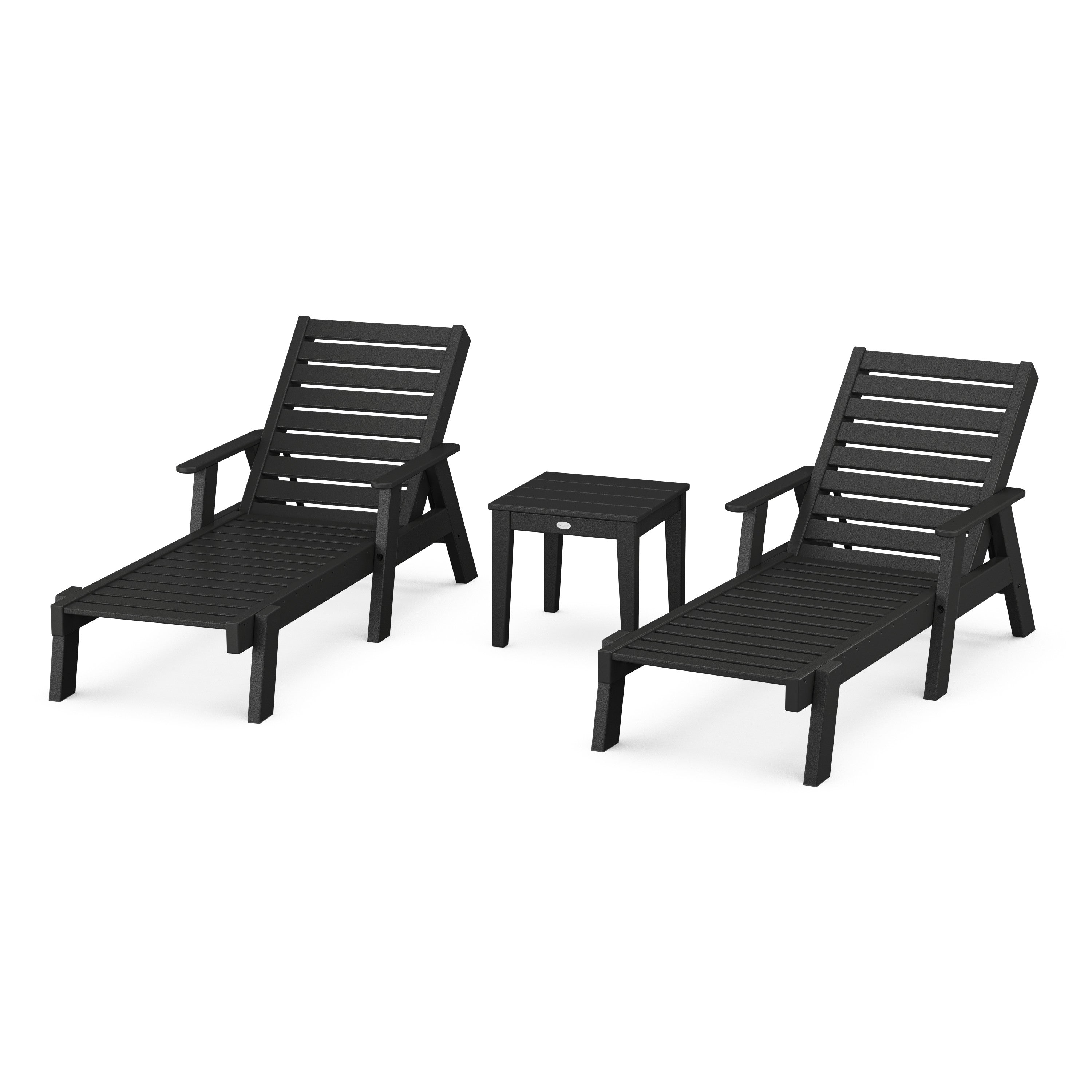 Captain Chaise 3-Piece Set with Arms in Black