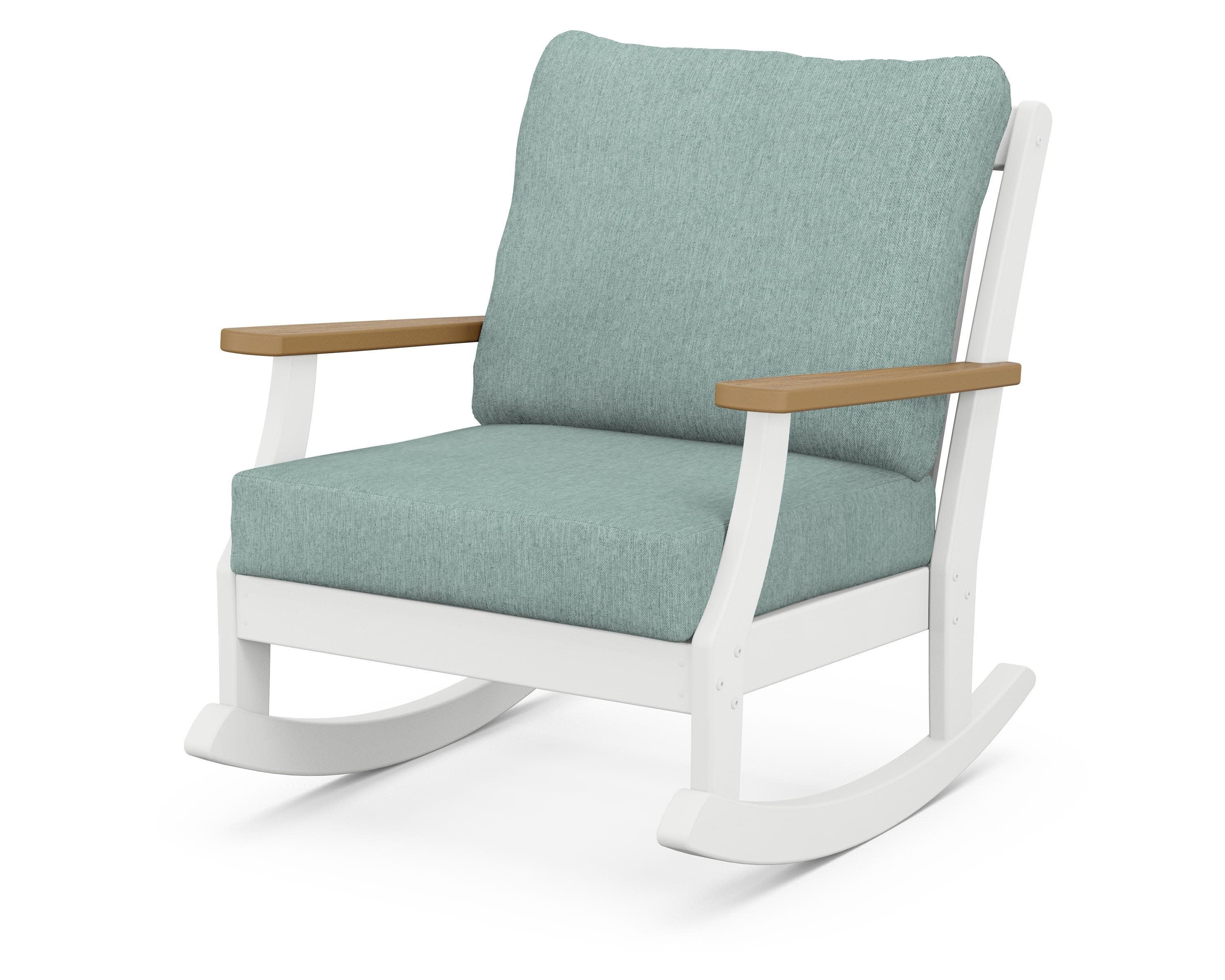Braxton Deep Seating Rocking Chair in White / Natural / Glacier Spa