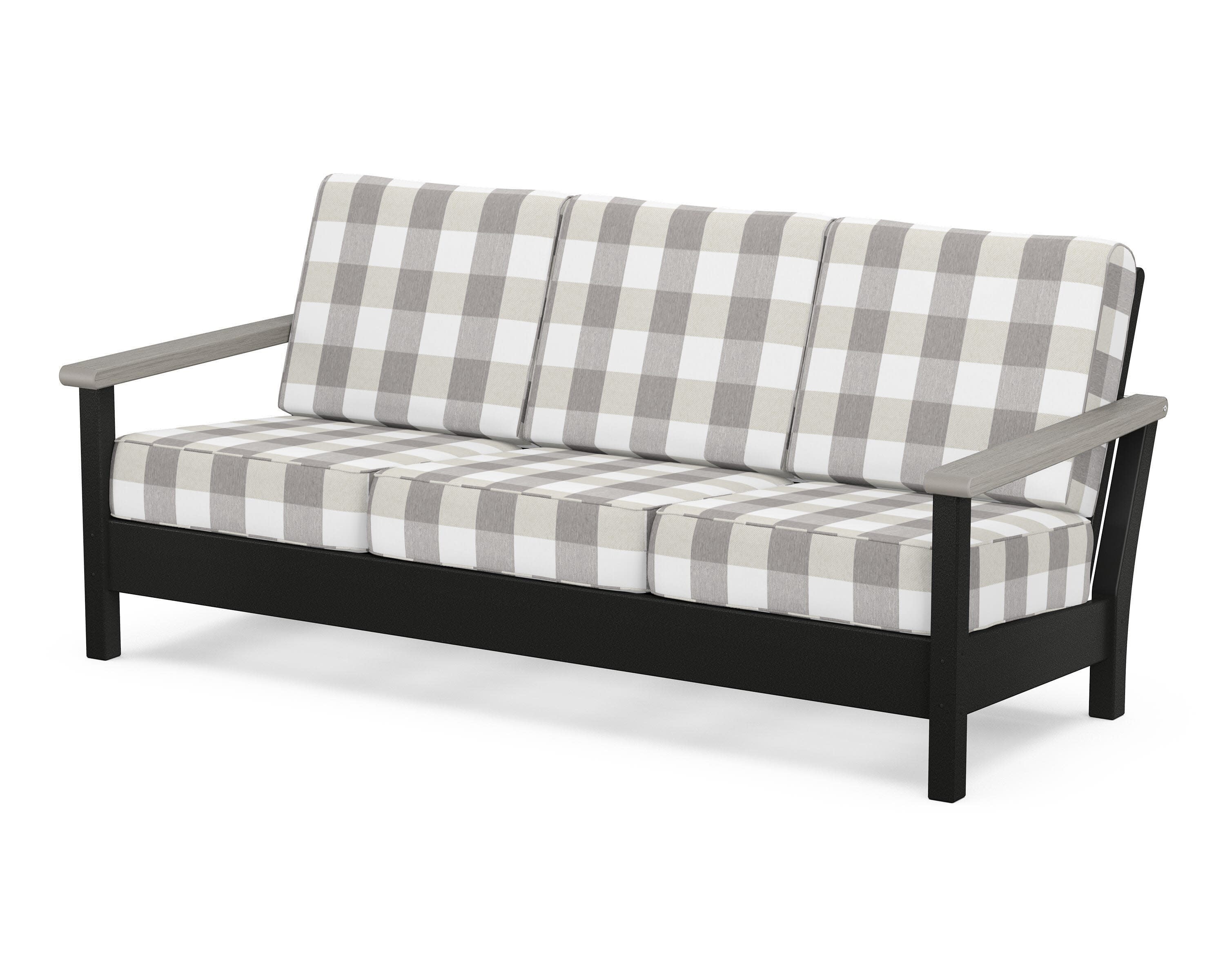 Harbour Deep Seating Sofa in Black / Driftwood / Buffalo Plaid Grey Mist