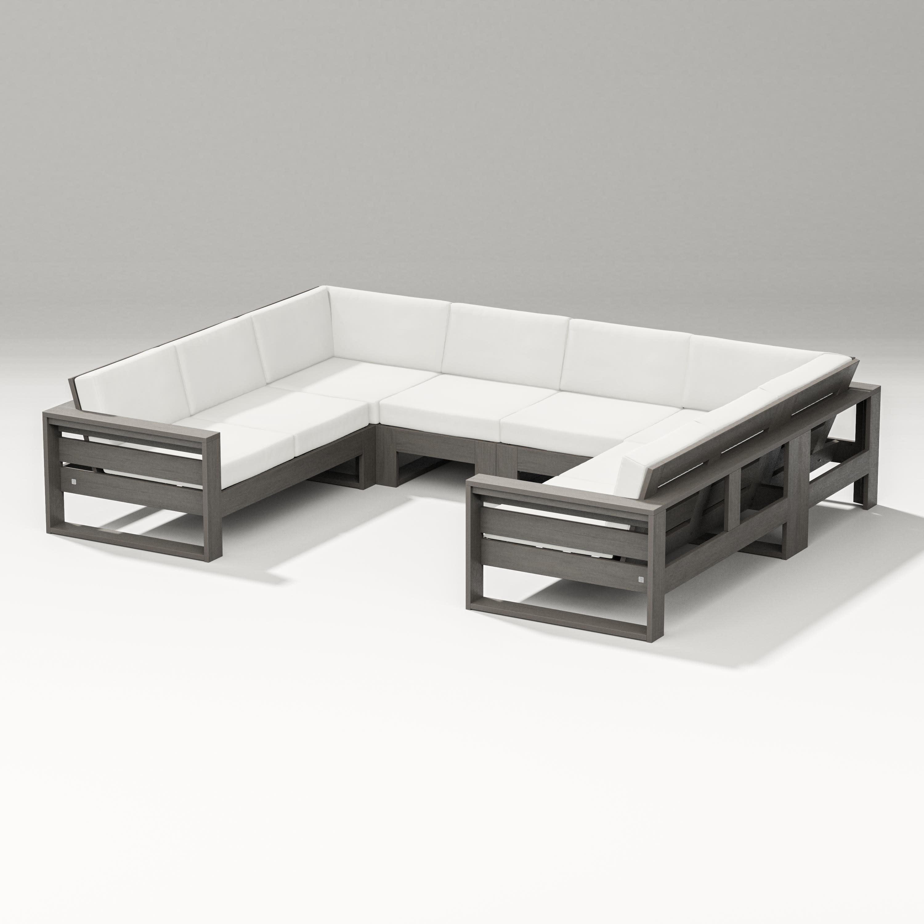 Latitude U-Shaped Sectional in Driftwood / Natural Linen