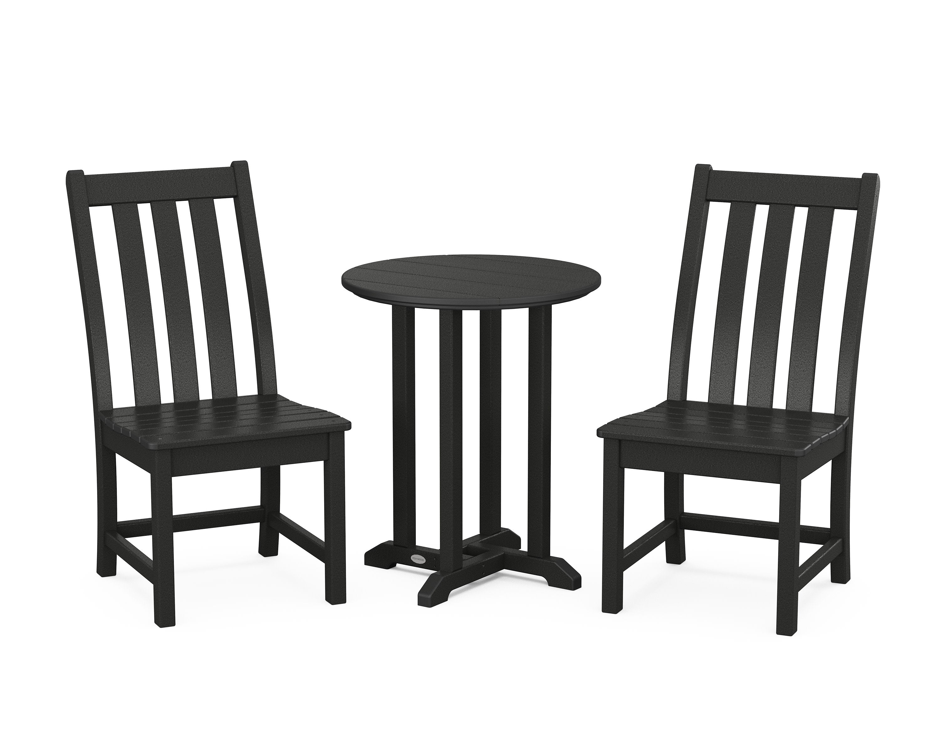 Vineyard Side Chair 3-Piece Round Bistro Dining Set in Black